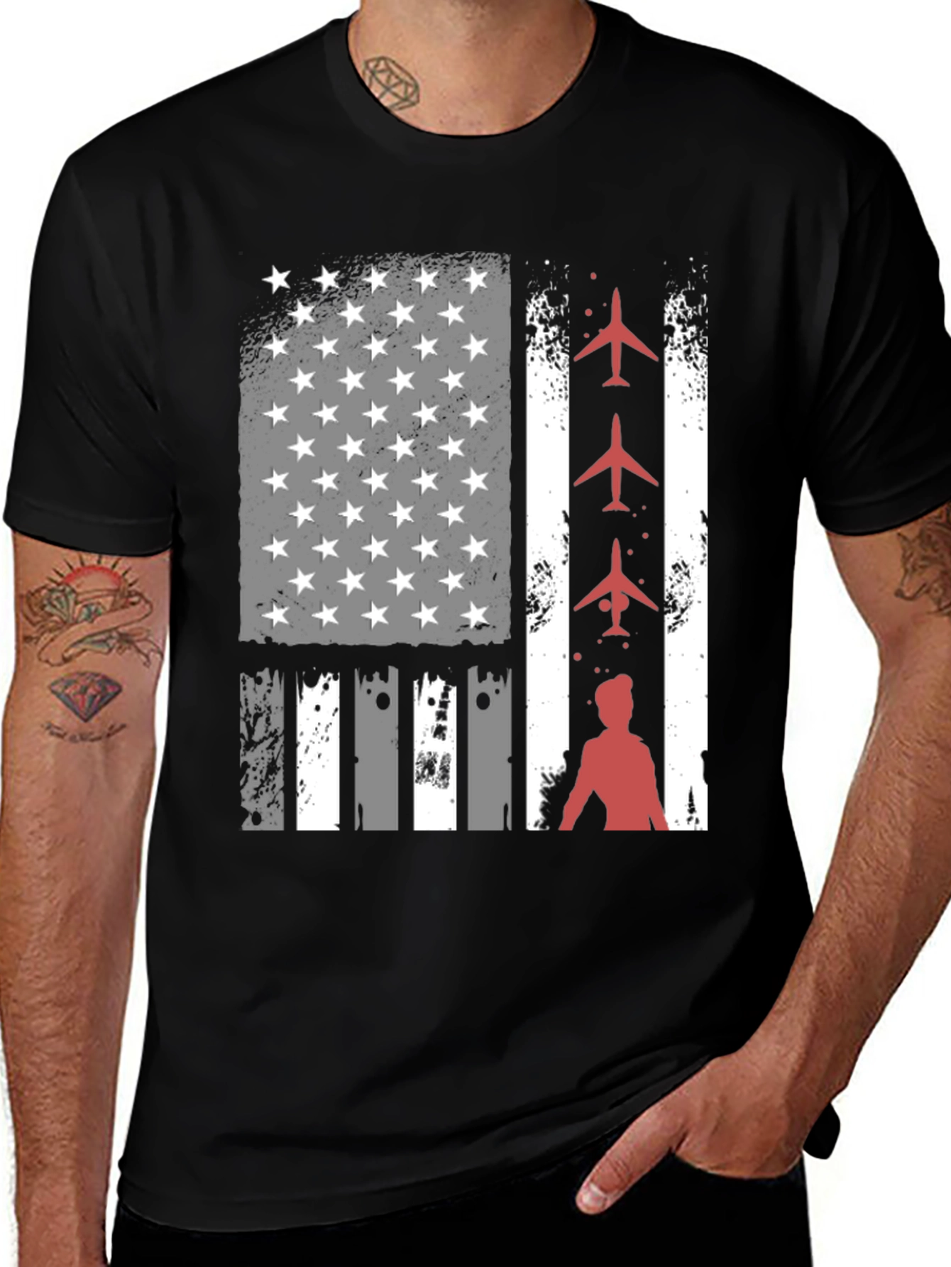 Variant 12 of Patriotic Airplane American Flag T-Shirt