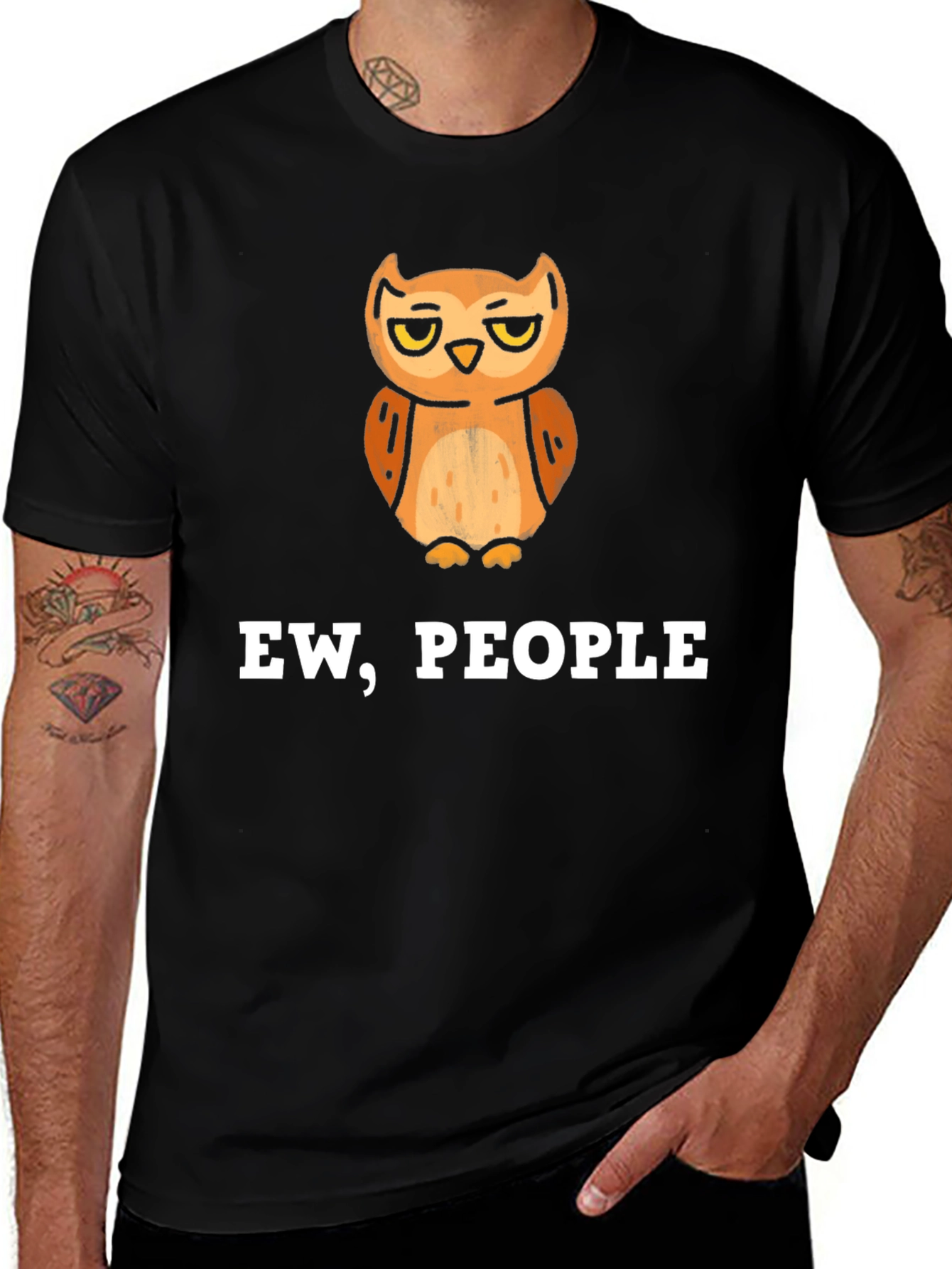 Variant 17 of Ew, People Owl Graphic Tee - Sarcastic Humor T-Shirt