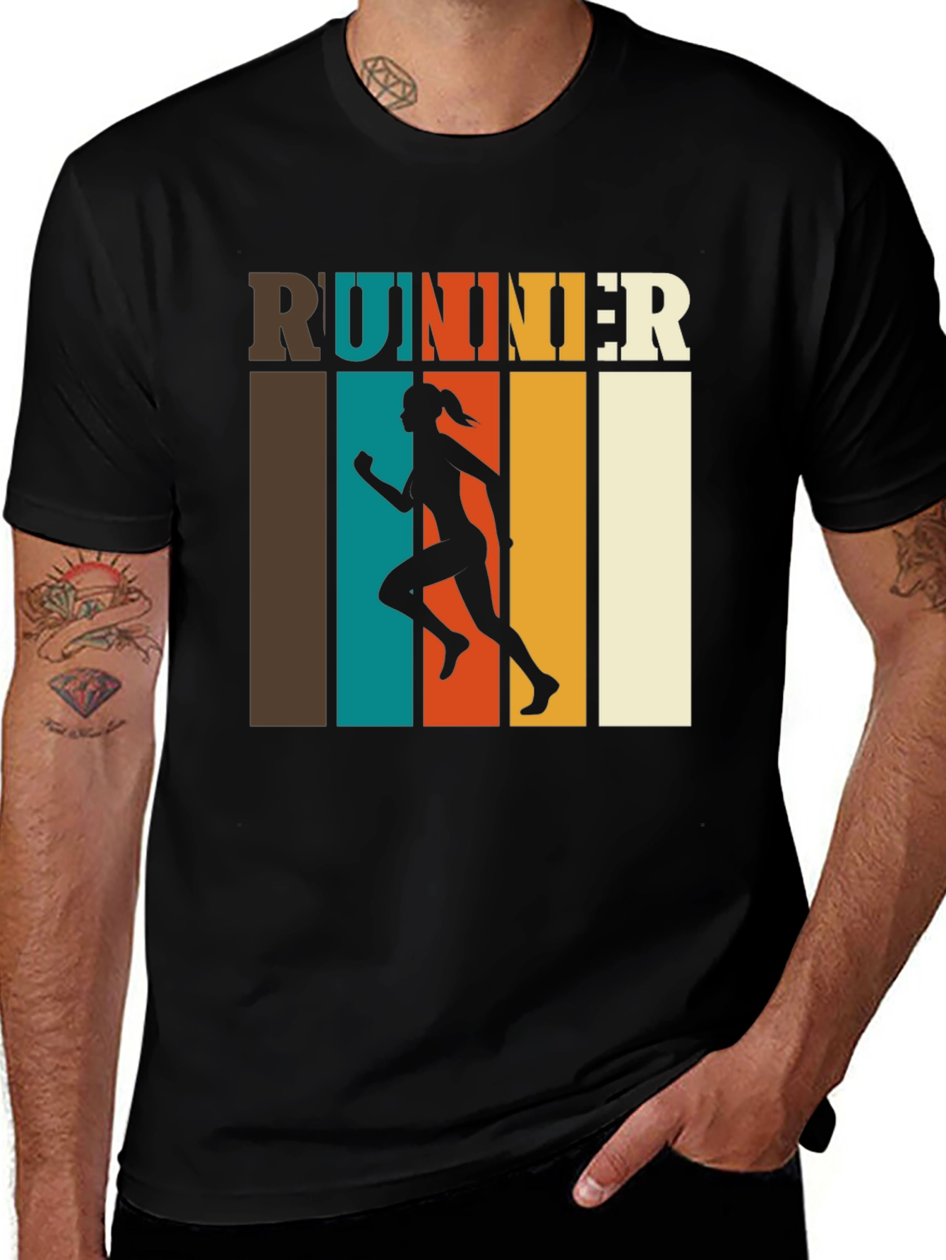 Variant 7 of Retro Runner Graphic Tee - Black