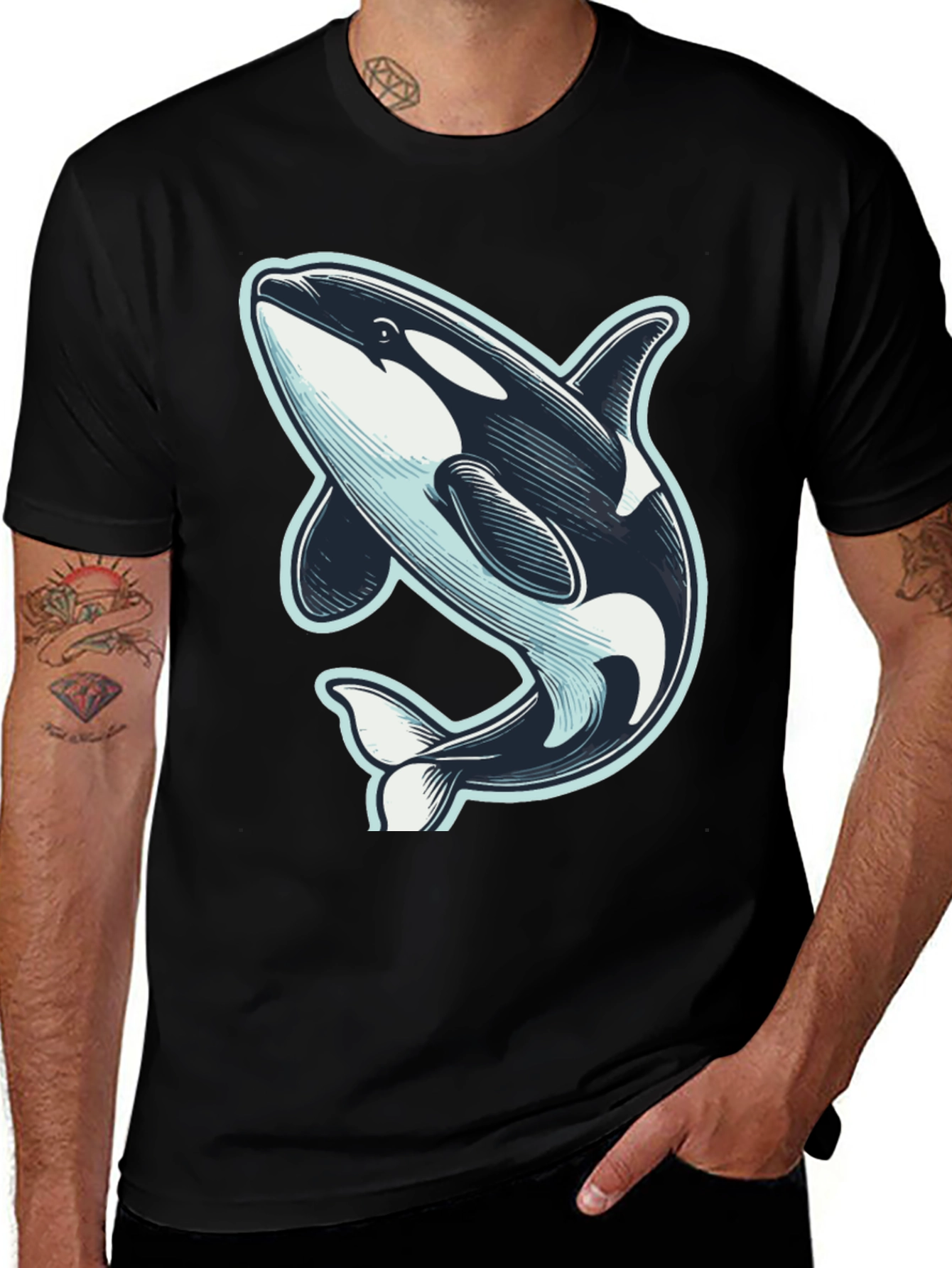 Variant 25 of Orca Whale Graphic T-Shirt - Black, Stylish Marine Life Tee