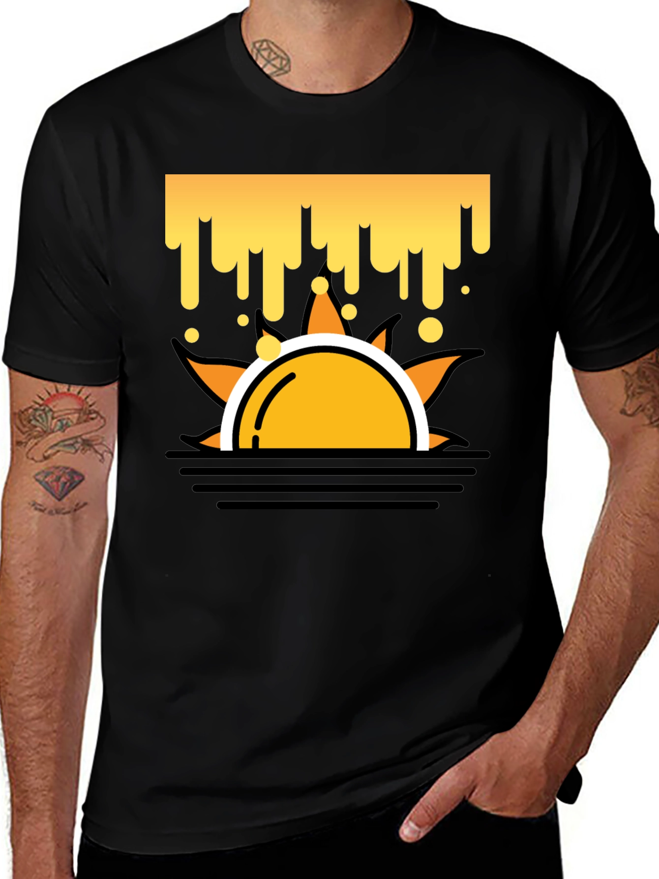 Variant 19 of Sunset Drip Graphic Tee - Stylish Black Cotton T-Shirt