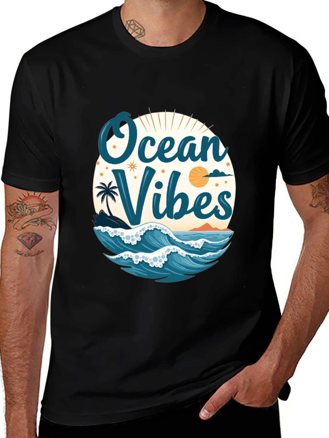 Ocean Vibes Black T-Shirt