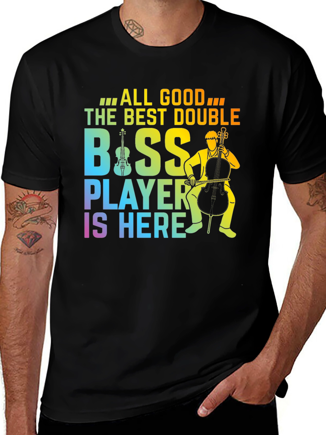 Variant 20 of Double Bass Player T-Shirt Musician Graphic Tee