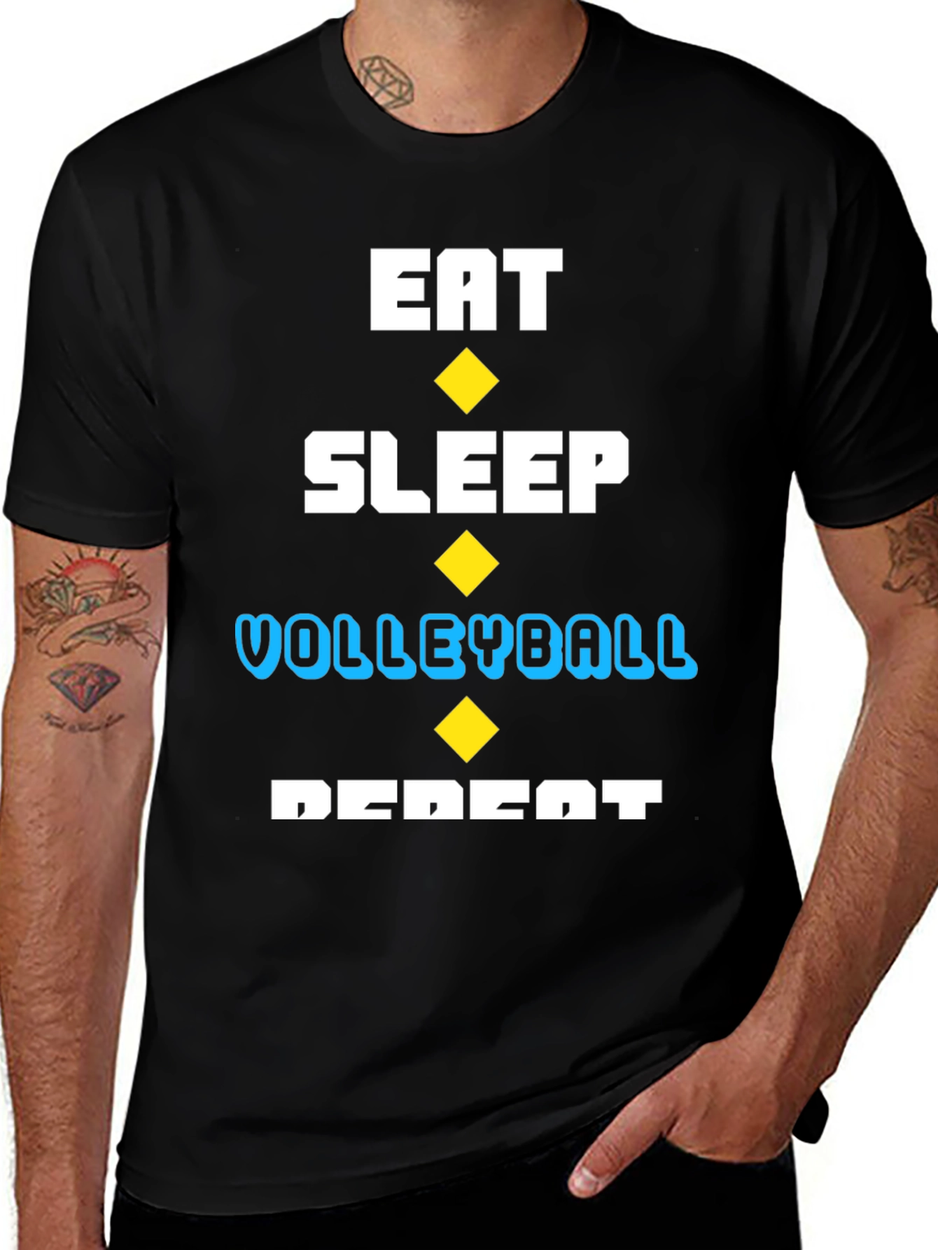 Variant 25 of Eat Sleep Volleyball Repeat Black T-Shirt
