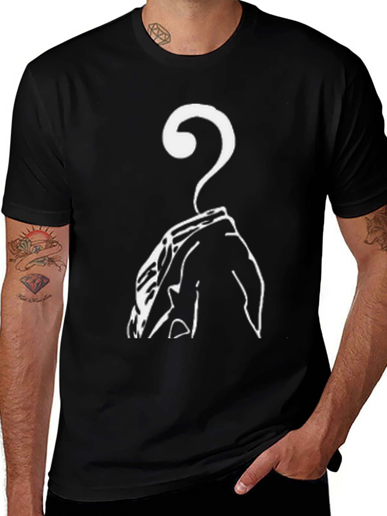 Variant 8 of Men's Black T-Shirt with Question Mark Design