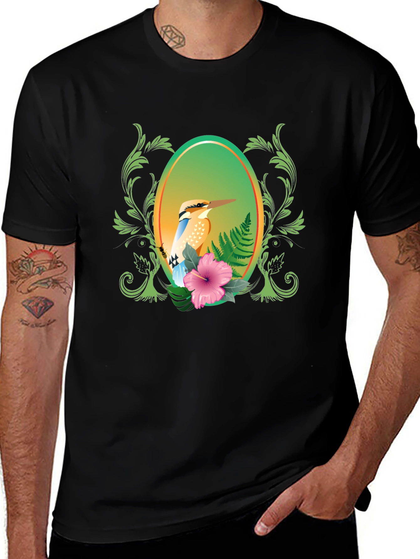 Variant 28 of Tropical Bird Floral Graphic Tee