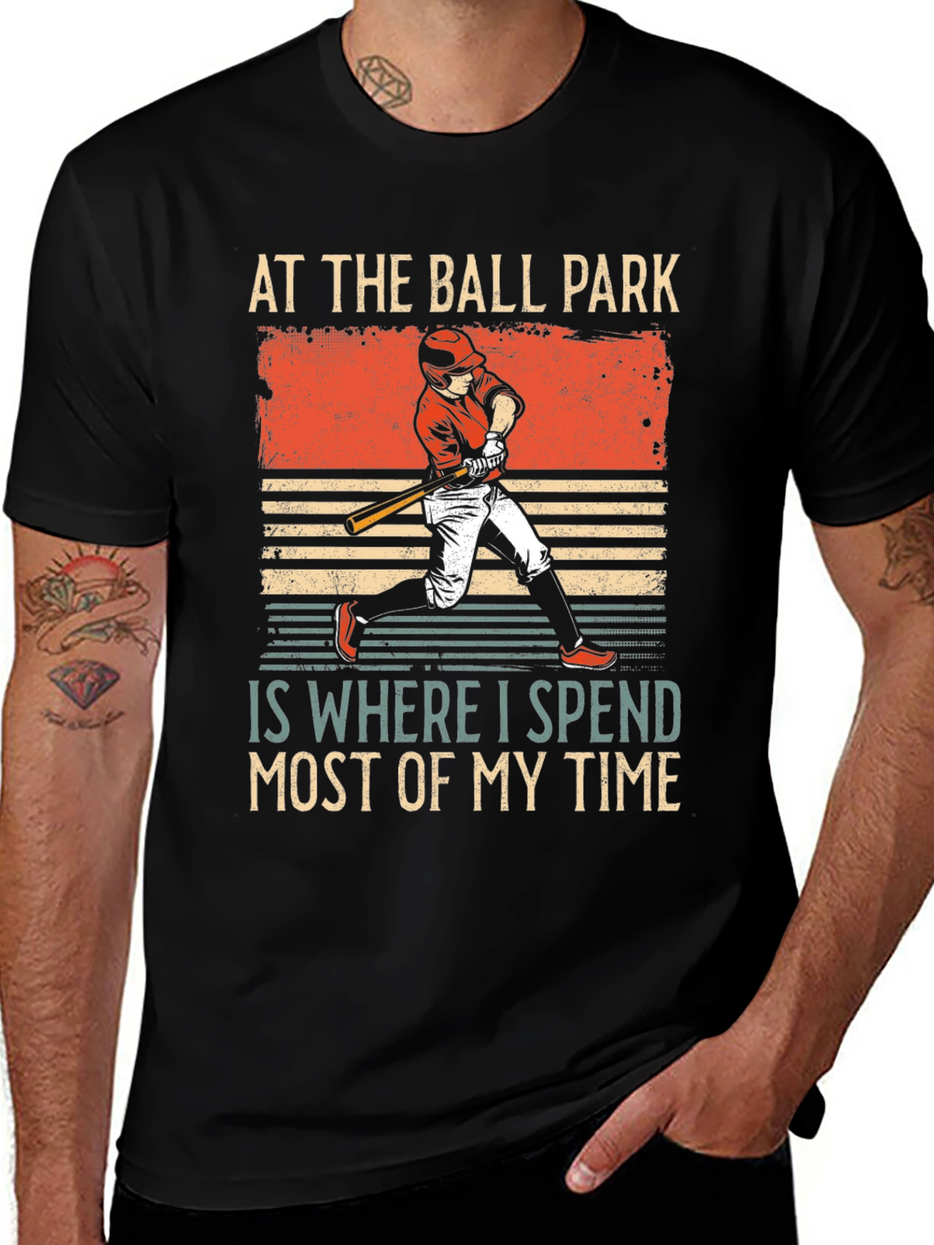 Black Baseball Fan T-Shirt: At The Ball Park main image