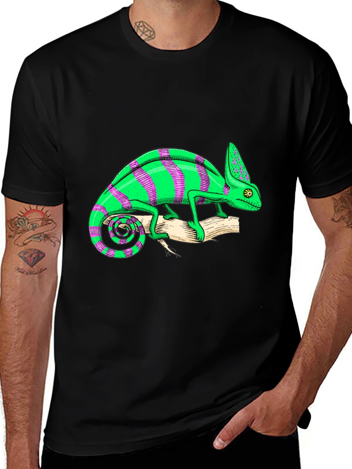 Variant 7 of Chameleon Graphic Tee - Vivid Reptile Design
