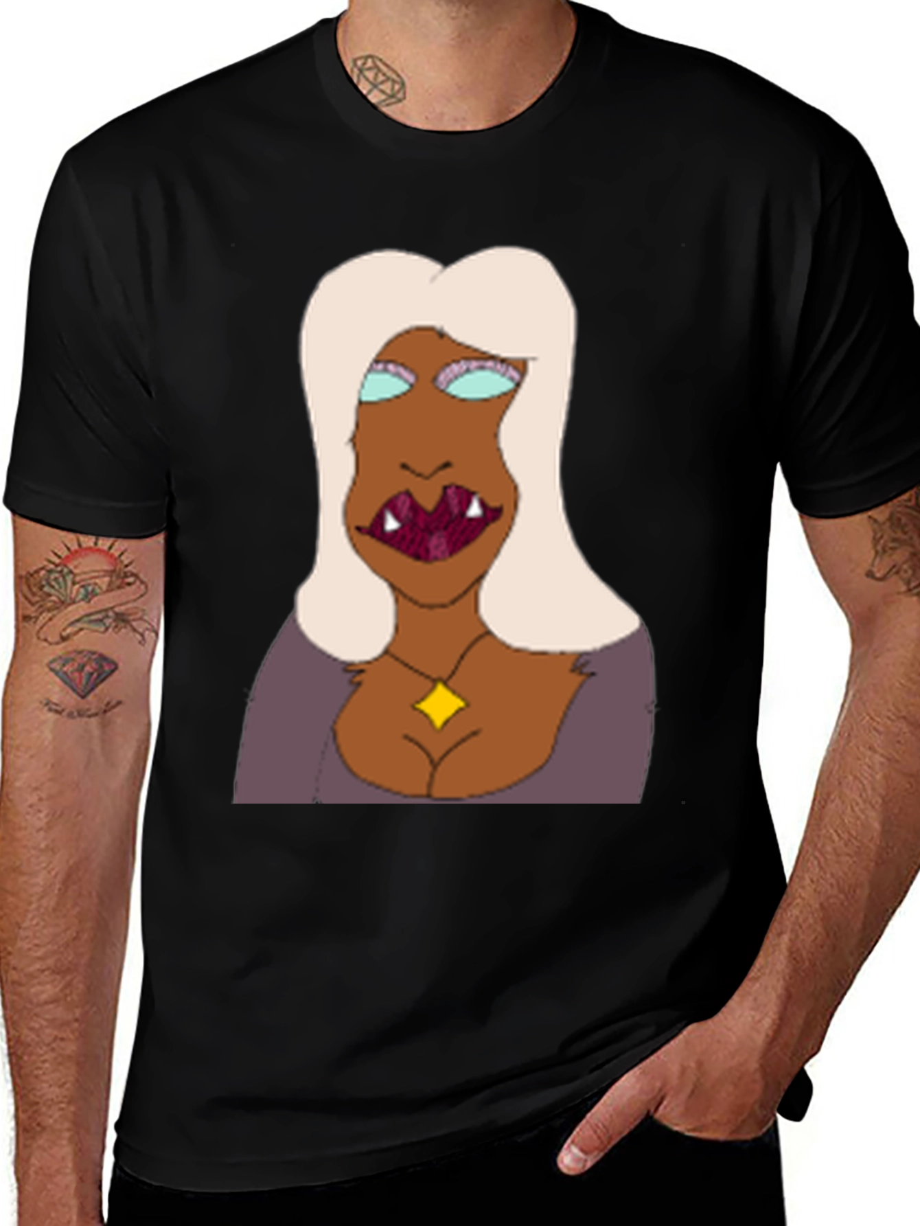 Variant 14 of Cartoon Vampire Lady Black T-Shirt