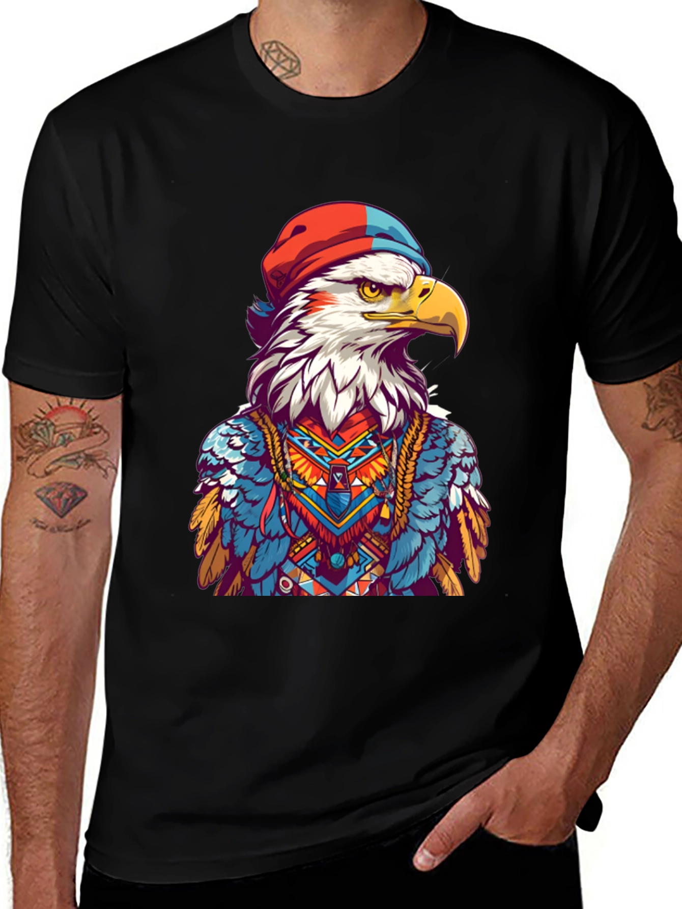 Variant 7 of Eagle Graphic Tee - Unique Colorful Bird Art
