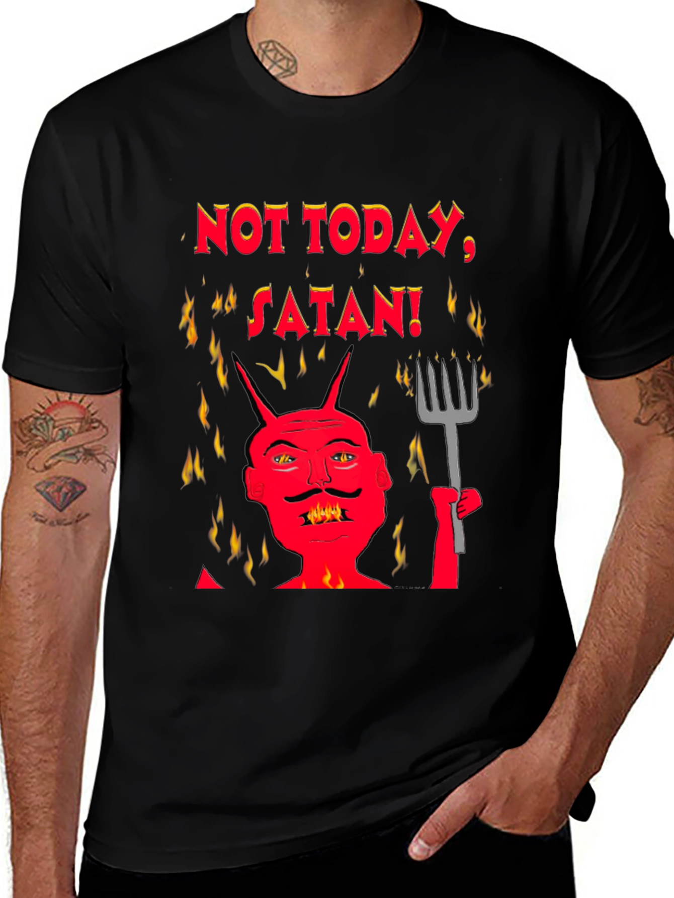 Variant 22 of Not Today, Satan T-Shirt - Funny Graphic Tee
