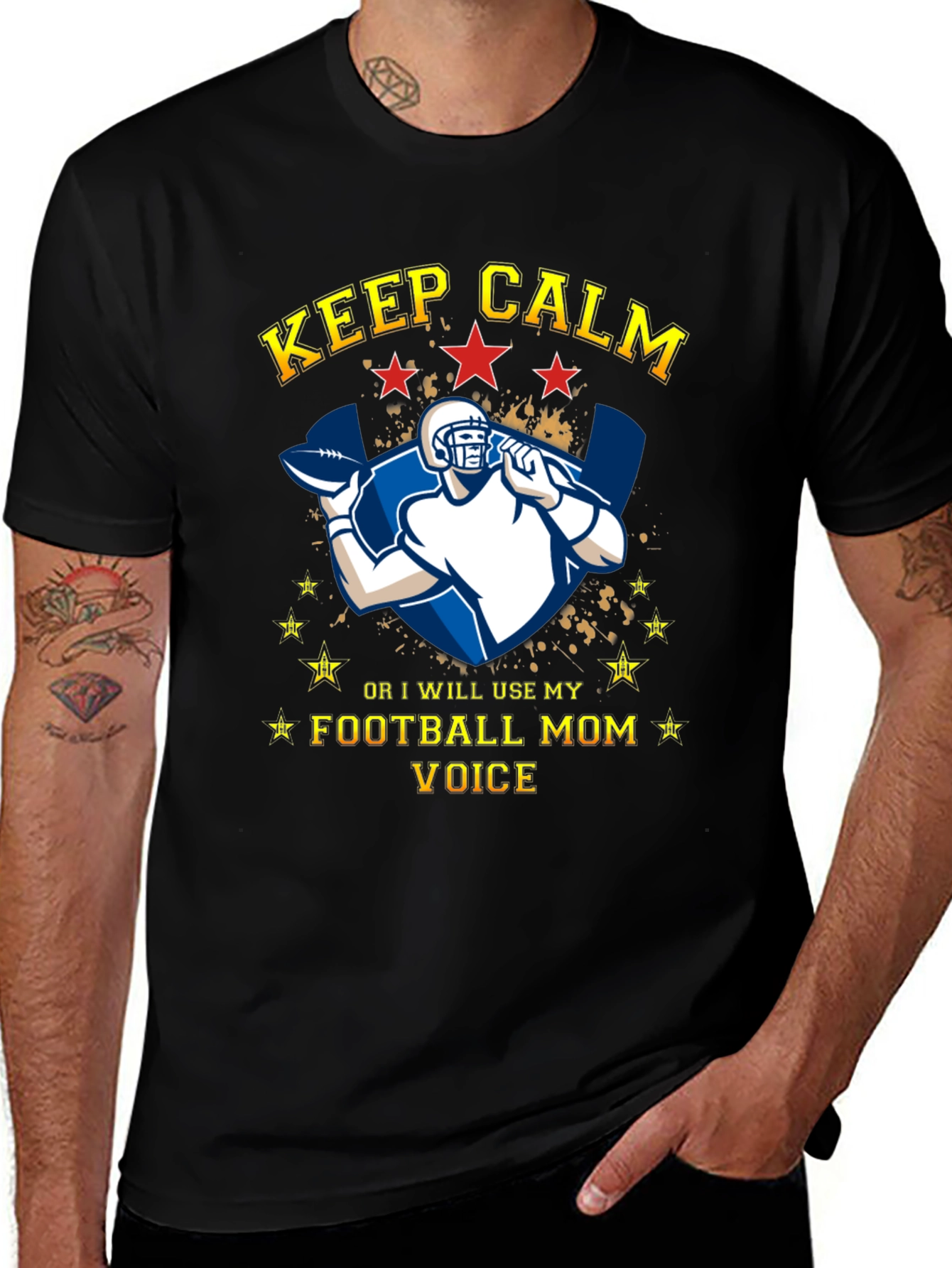 Variant 21 of Keep Calm Football Mom Voice Graphic T-Shirt