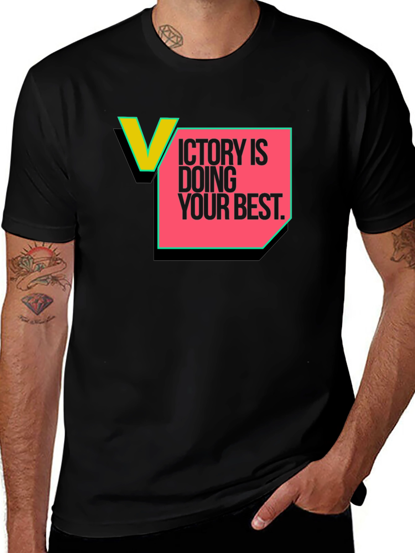 Variant 23 of Victory Doing Your Best Black Graphic Tee