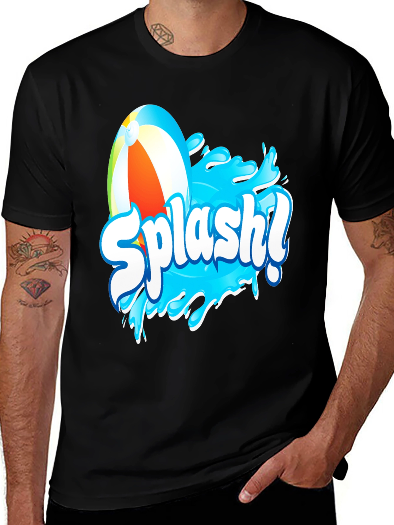Black Splash! Graphic T-Shirt - Black Cotton Tee main image