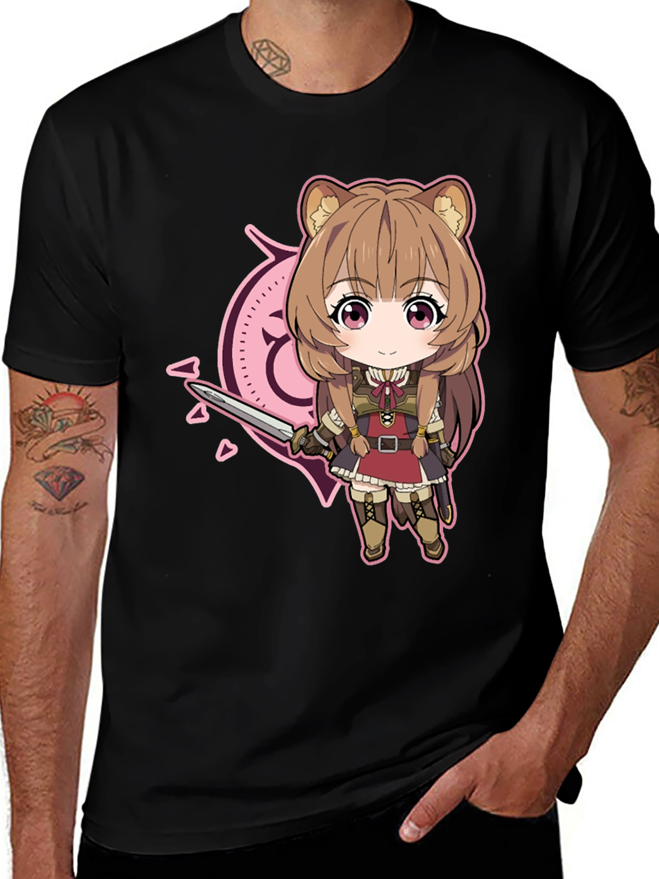 Variant 11 of Anime Cartoon Graphic Black T-Shirt