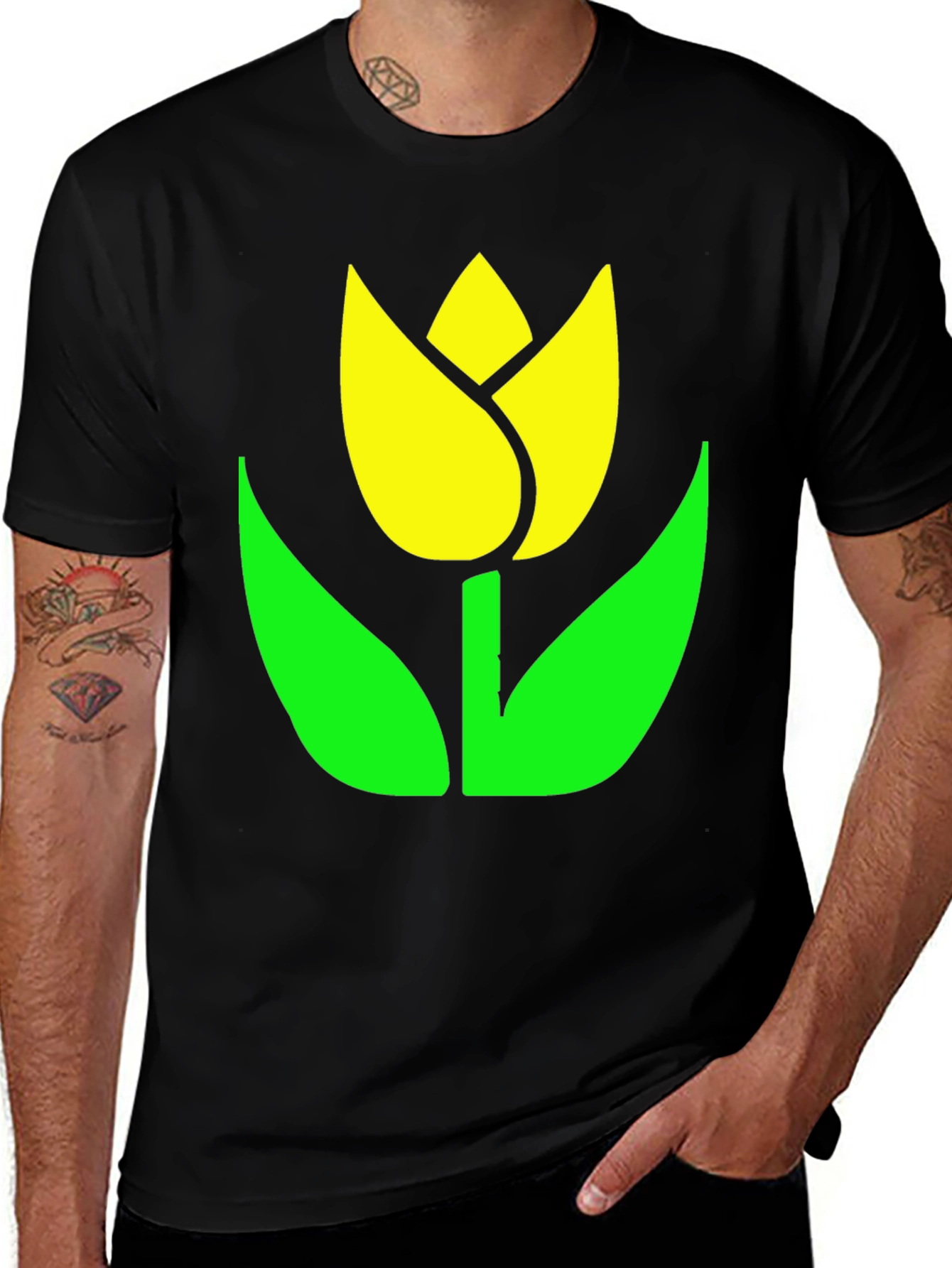 Tulip Graphic Black T-Shirt