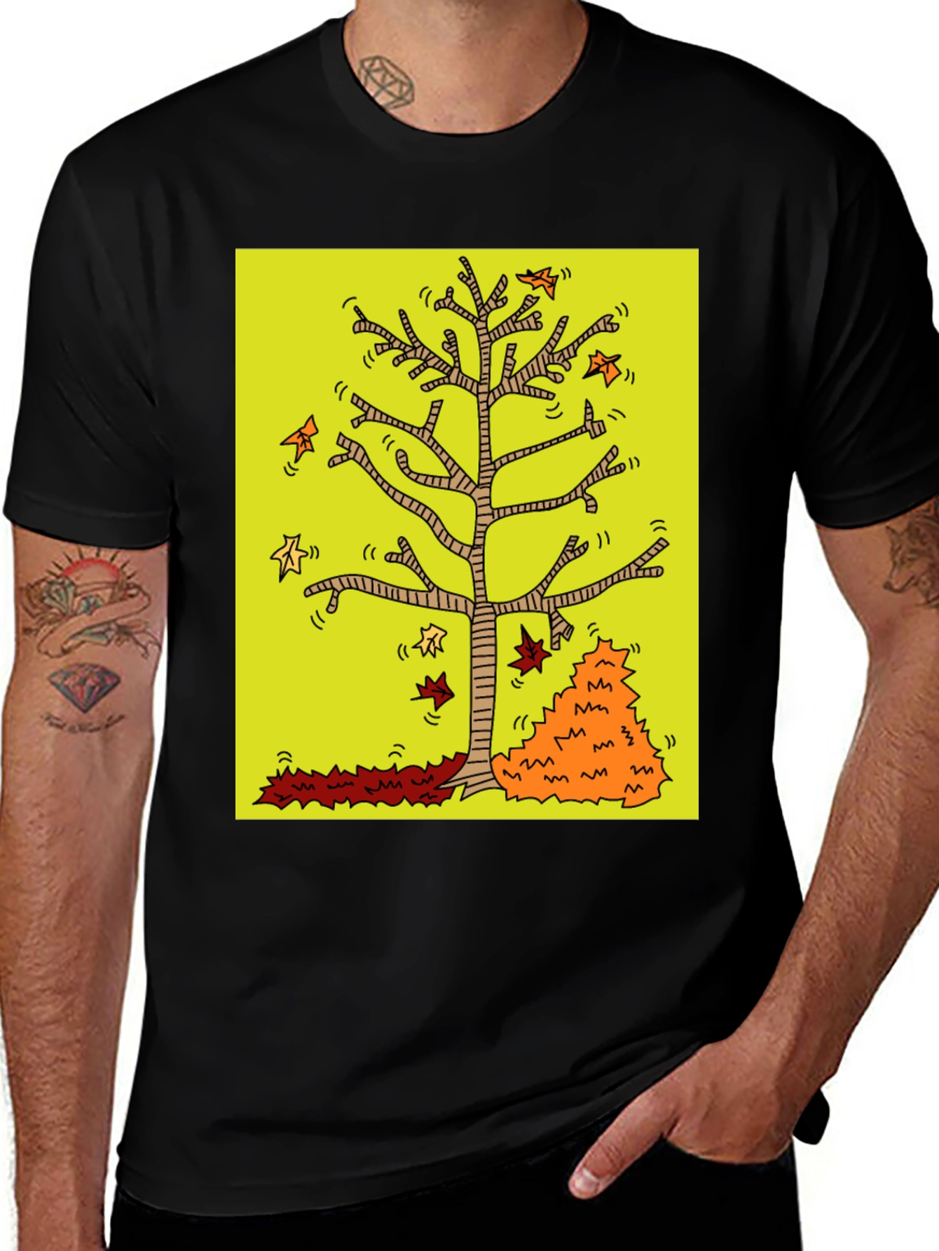 Variant 14 of Autumn Tree Graphic Black T-Shirt