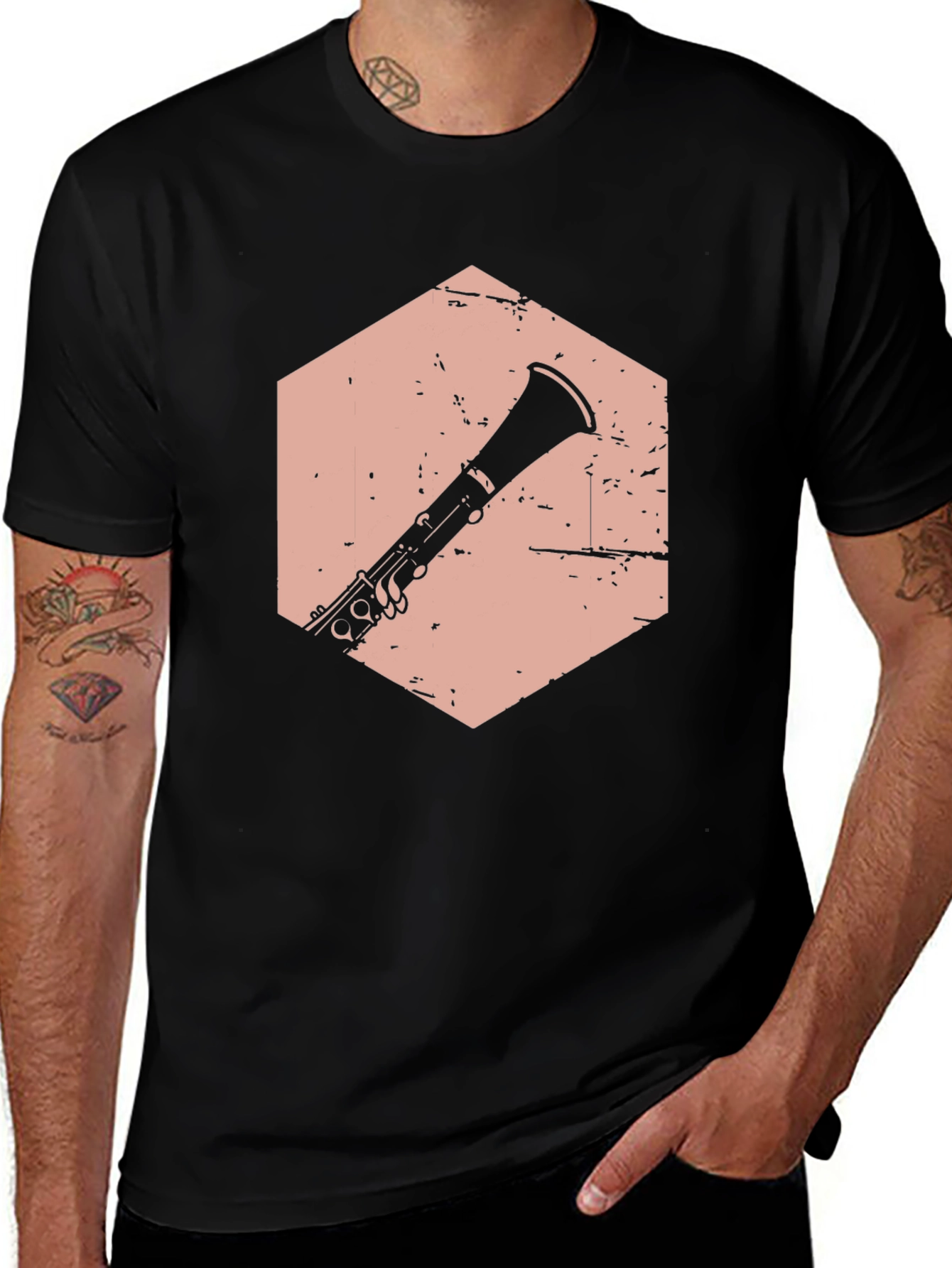Clarinet Graphic Tee - Musician's Black T-Shirt