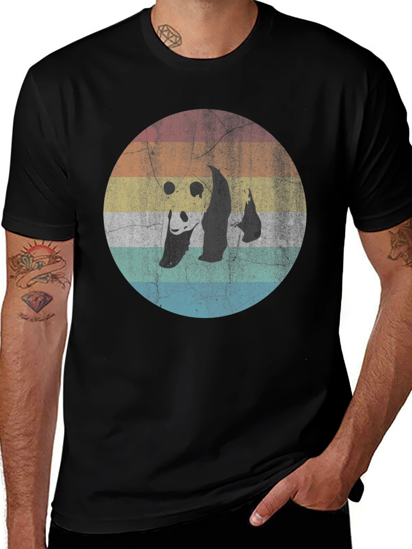 Black Retro Panda Graphic Tee main image