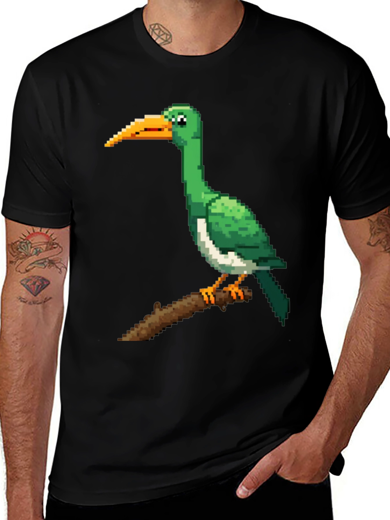 Variant 9 of Pixel Bird Tee - Retro Gaming Style Black T-Shirt