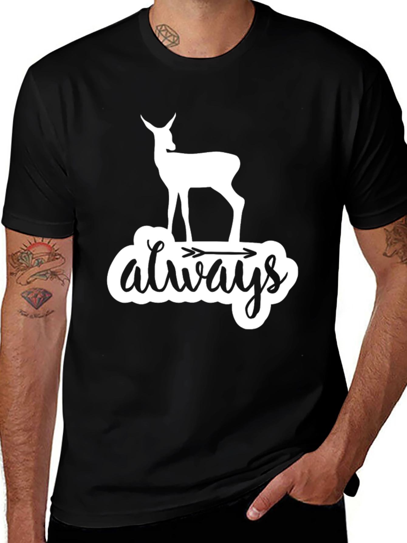 Variant 18 of Deer Always Arrow T-Shirt - Black