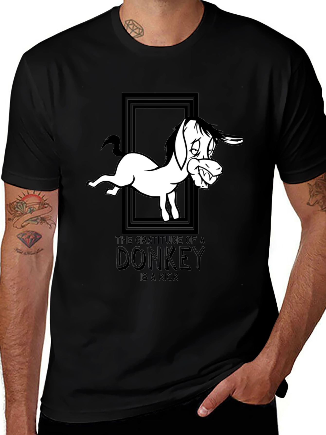 Variant 9 of Gratitude of a Donkey Graphic Tee - Black