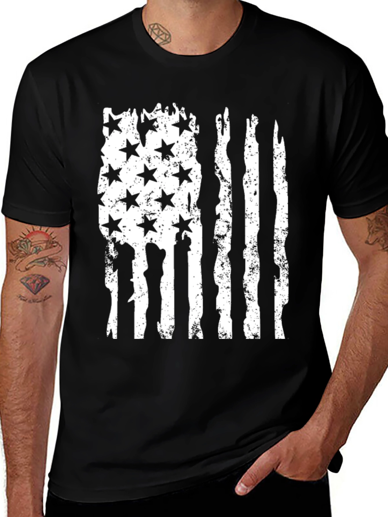 Variant 13 of Distressed American Flag Graphic Tee