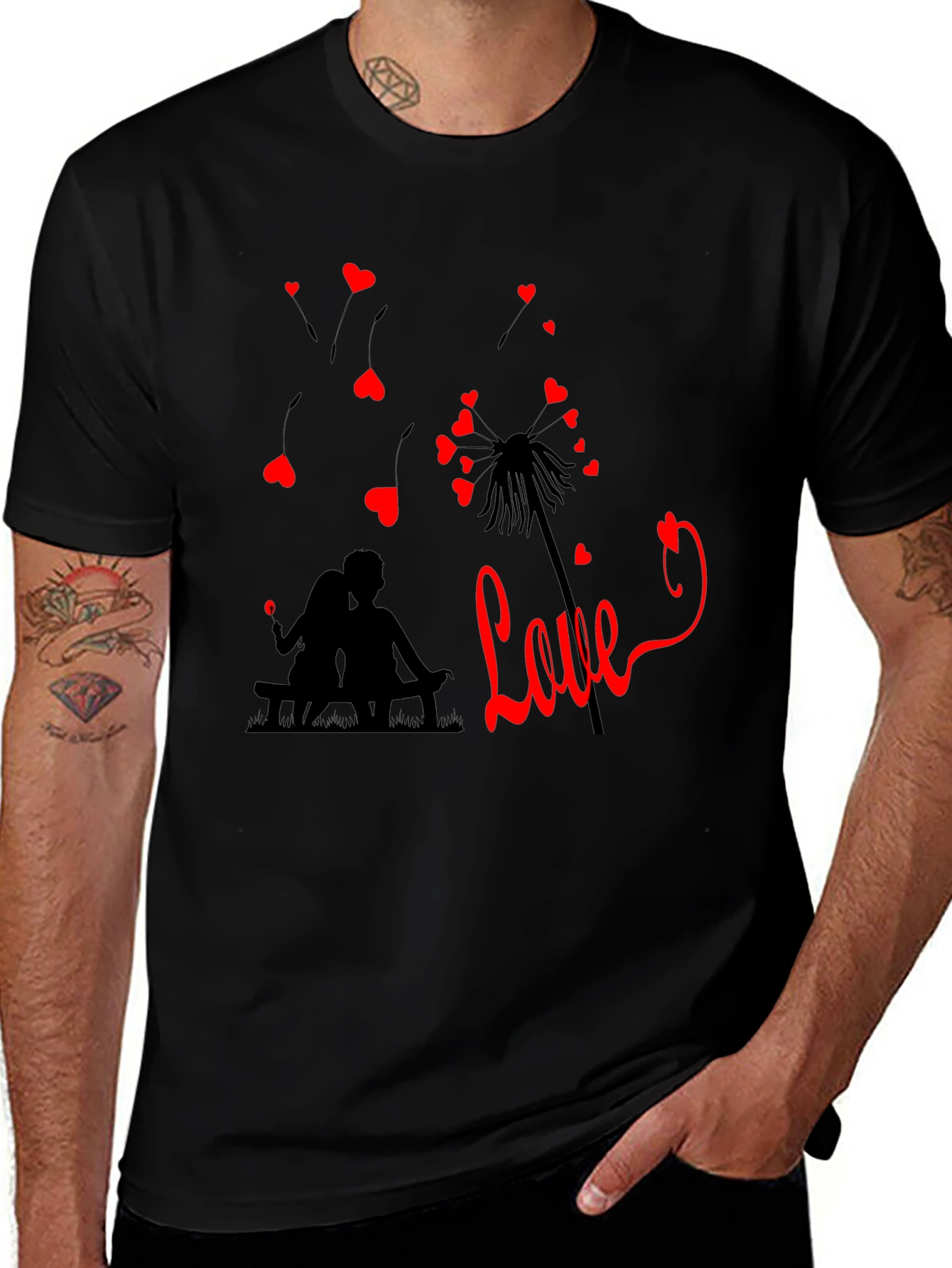 Variant 11 of Romantic Love Dandelion T-Shirt - Black