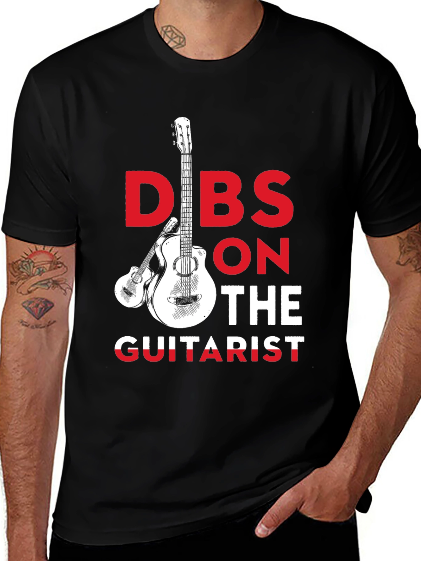 Black Dibs on the Guitarist Graphic Tee - Music Lover T-Shirt main image