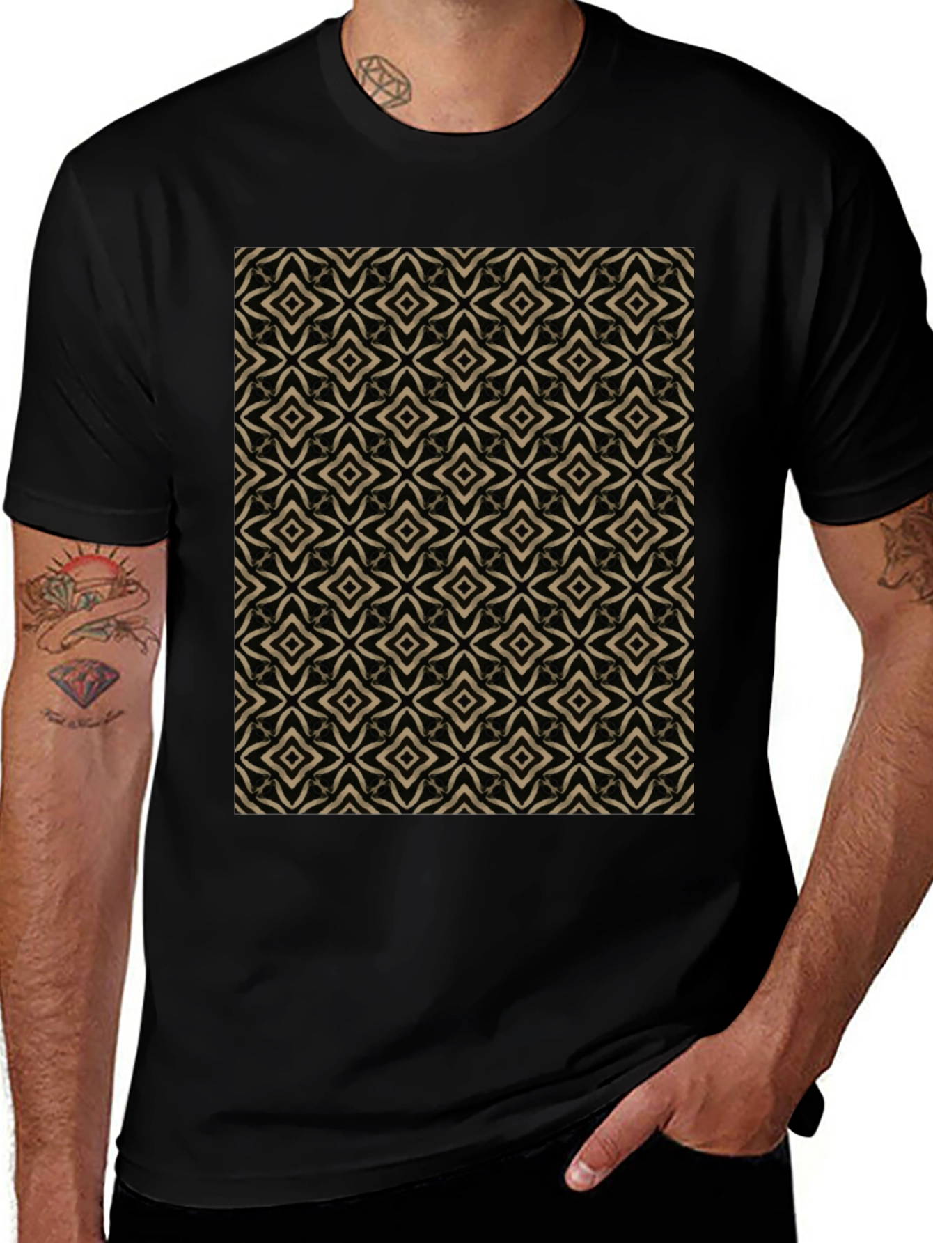 Variant 15 of Geometric Pattern Black T-Shirt