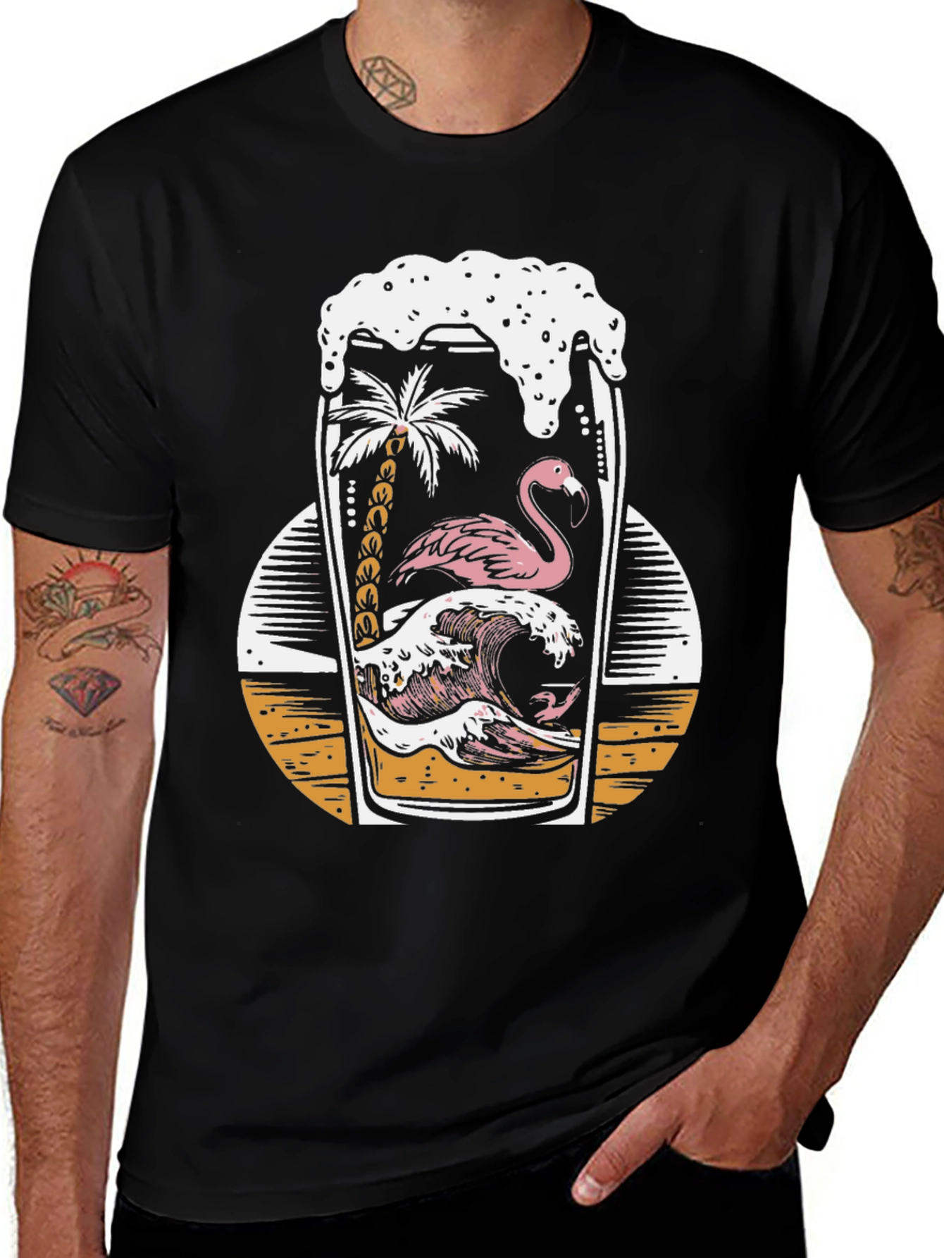 Variant 10 of Tropical Flamingo Beer T-Shirt