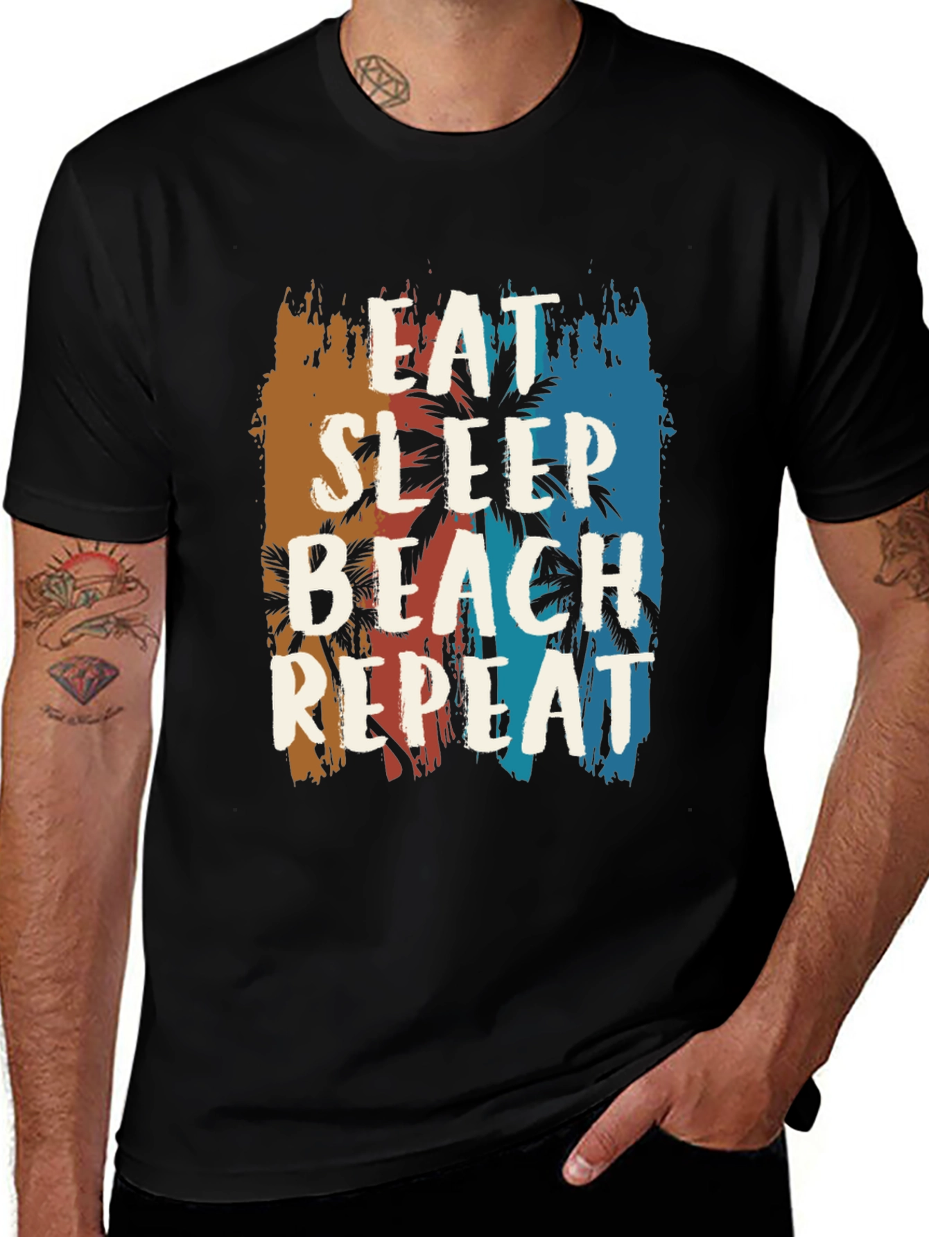 Variant 20 of Eat Sleep Beach Repeat Graphic Tee