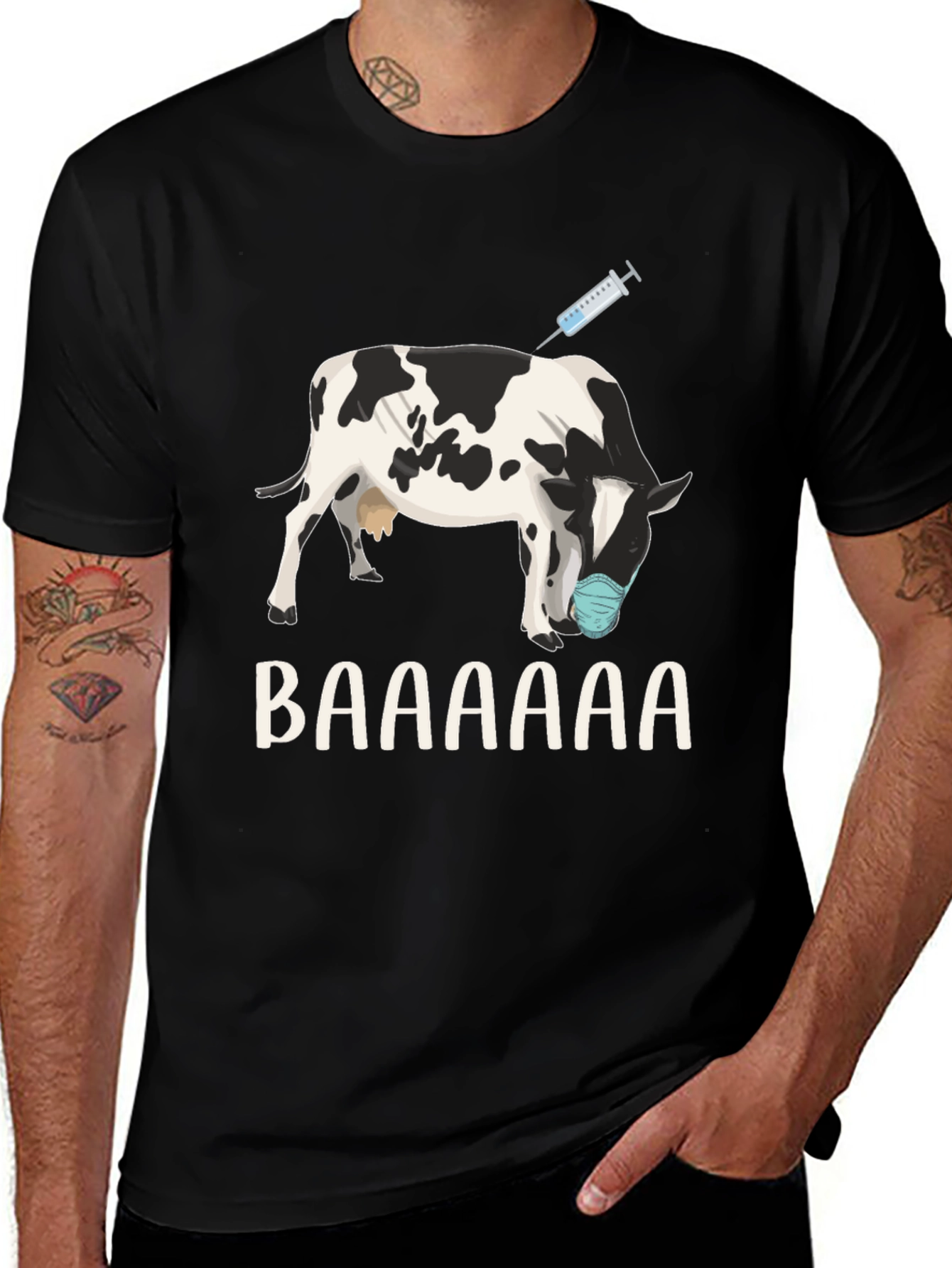 Variant 5 of Vaccinated Cow T-Shirt: Funny Animal Design