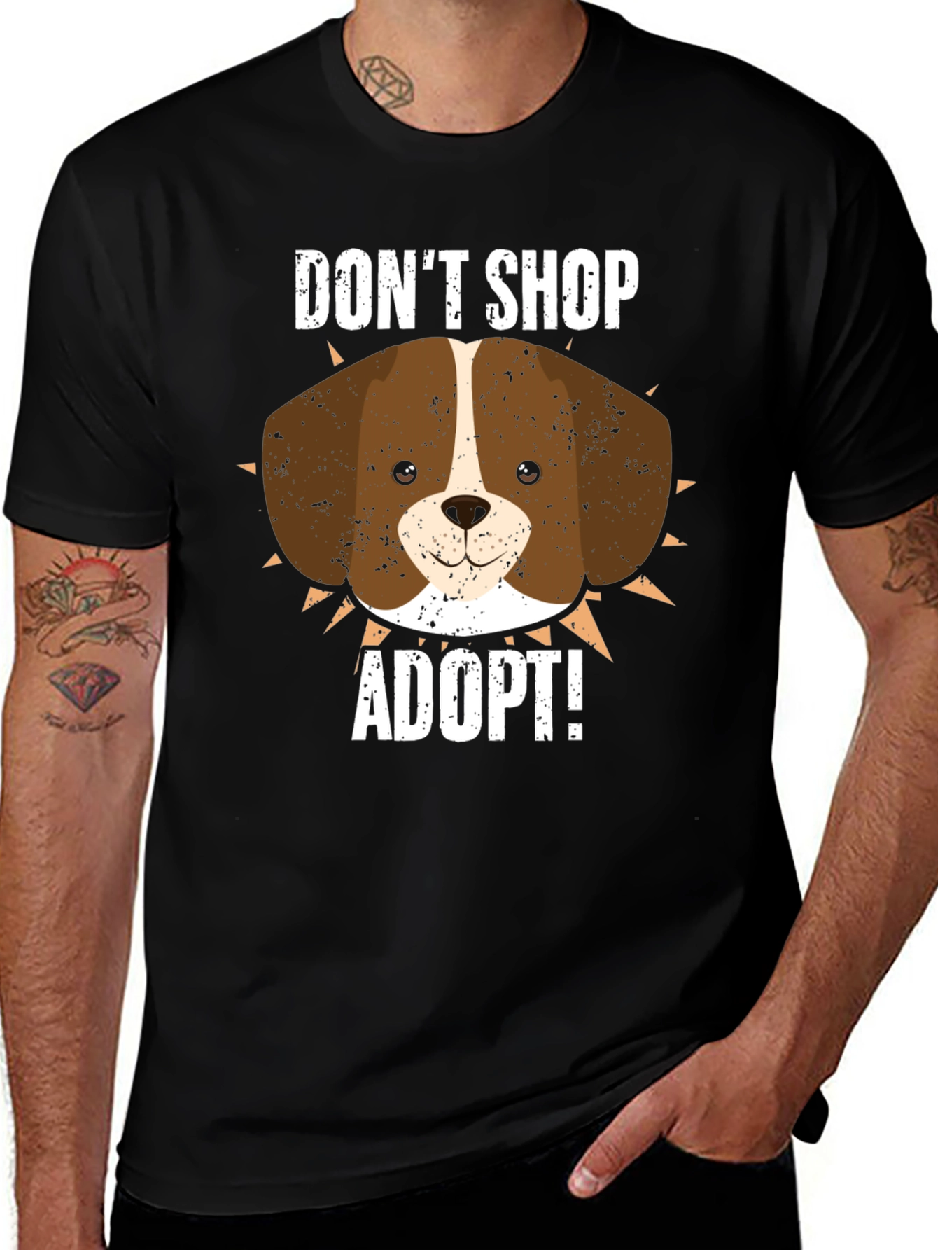 Variant 24 of Don't Shop Adopt! Dog Graphic Black T-Shirt