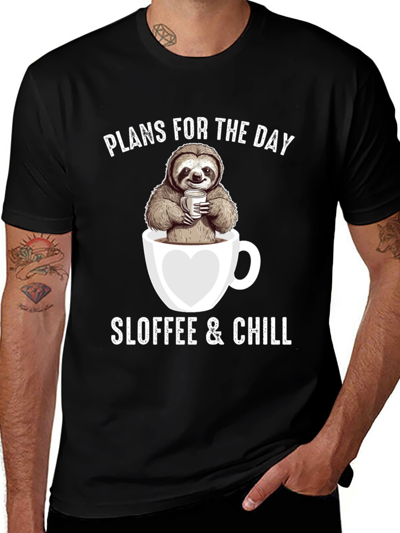 Variant 29 of Sloth Coffee T-Shirt: Sloffee & Chill Graphic Tee