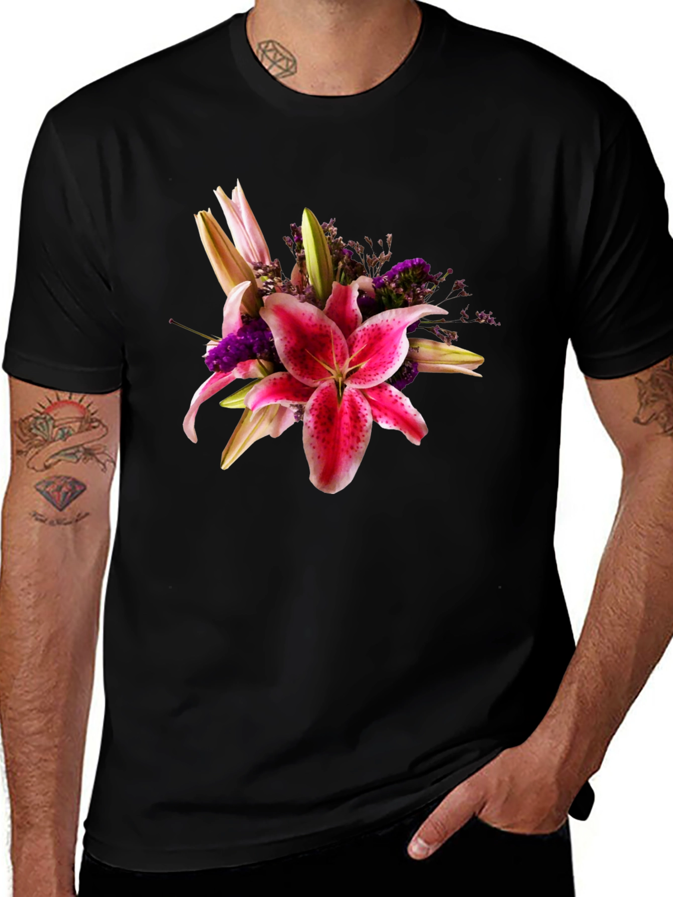Variant 6 of Floral T-Shirt - Stylish Lily Design