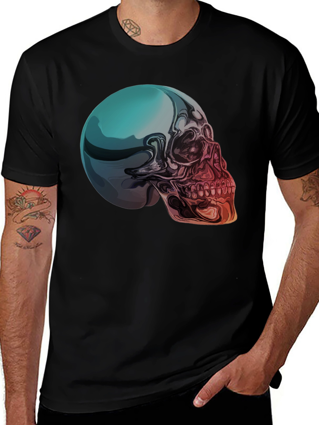Variant 9 of Skull Graphic T-Shirt - Men's Black Tee