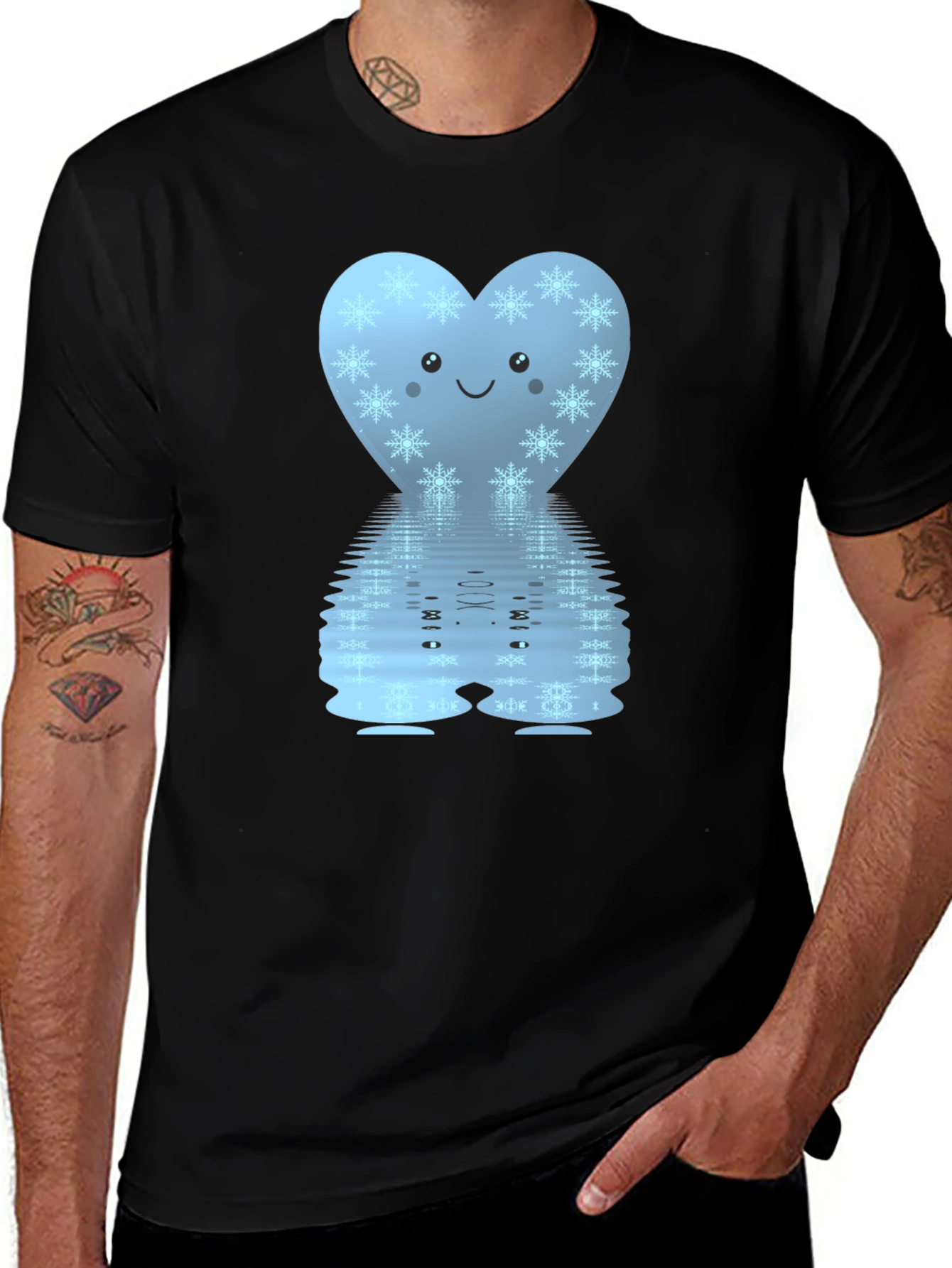 Snowflake Heart Reflective Graphic T-Shirt