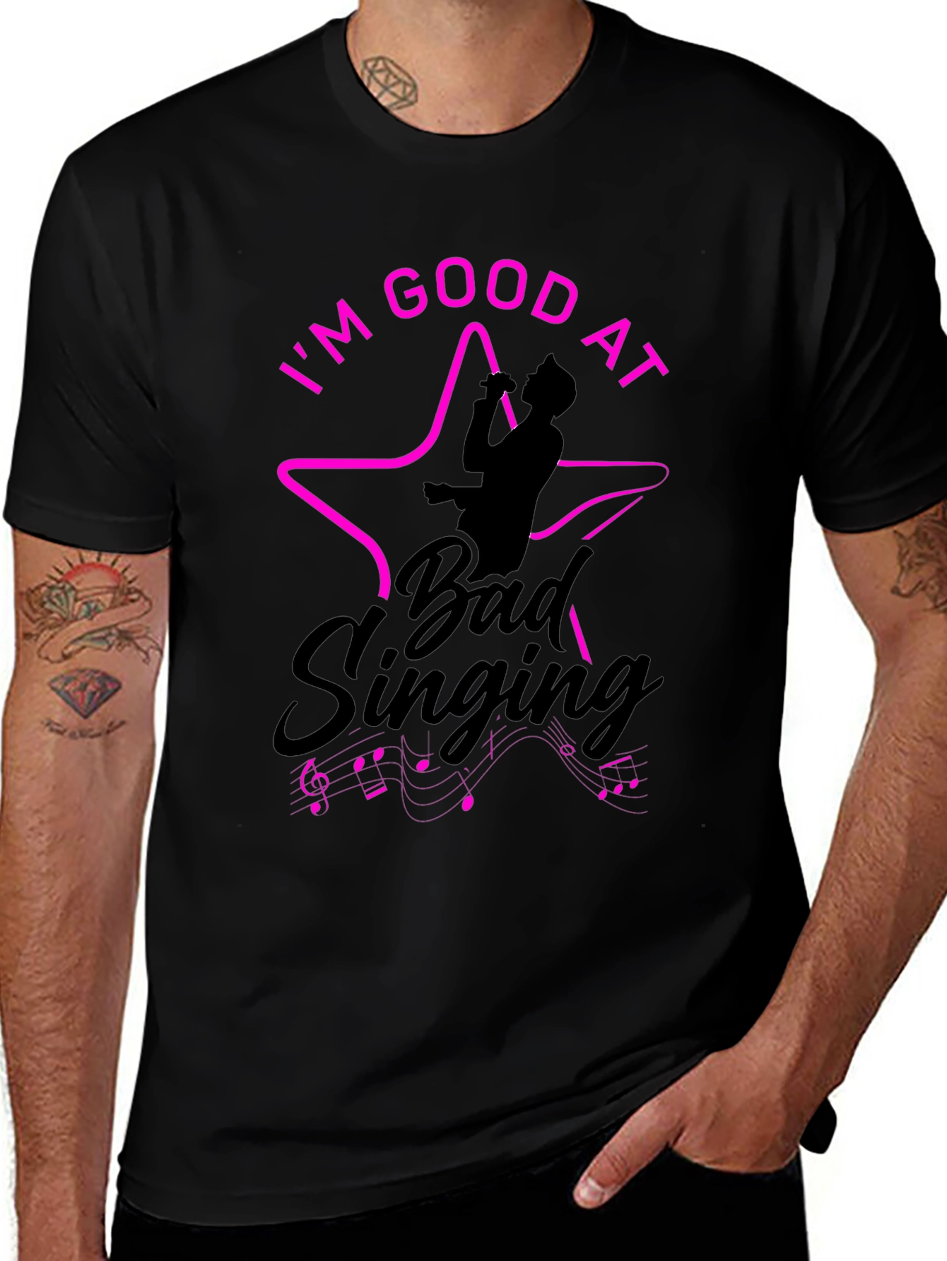 Variant 11 of I'm Good At Bad Singing Black T-Shirt