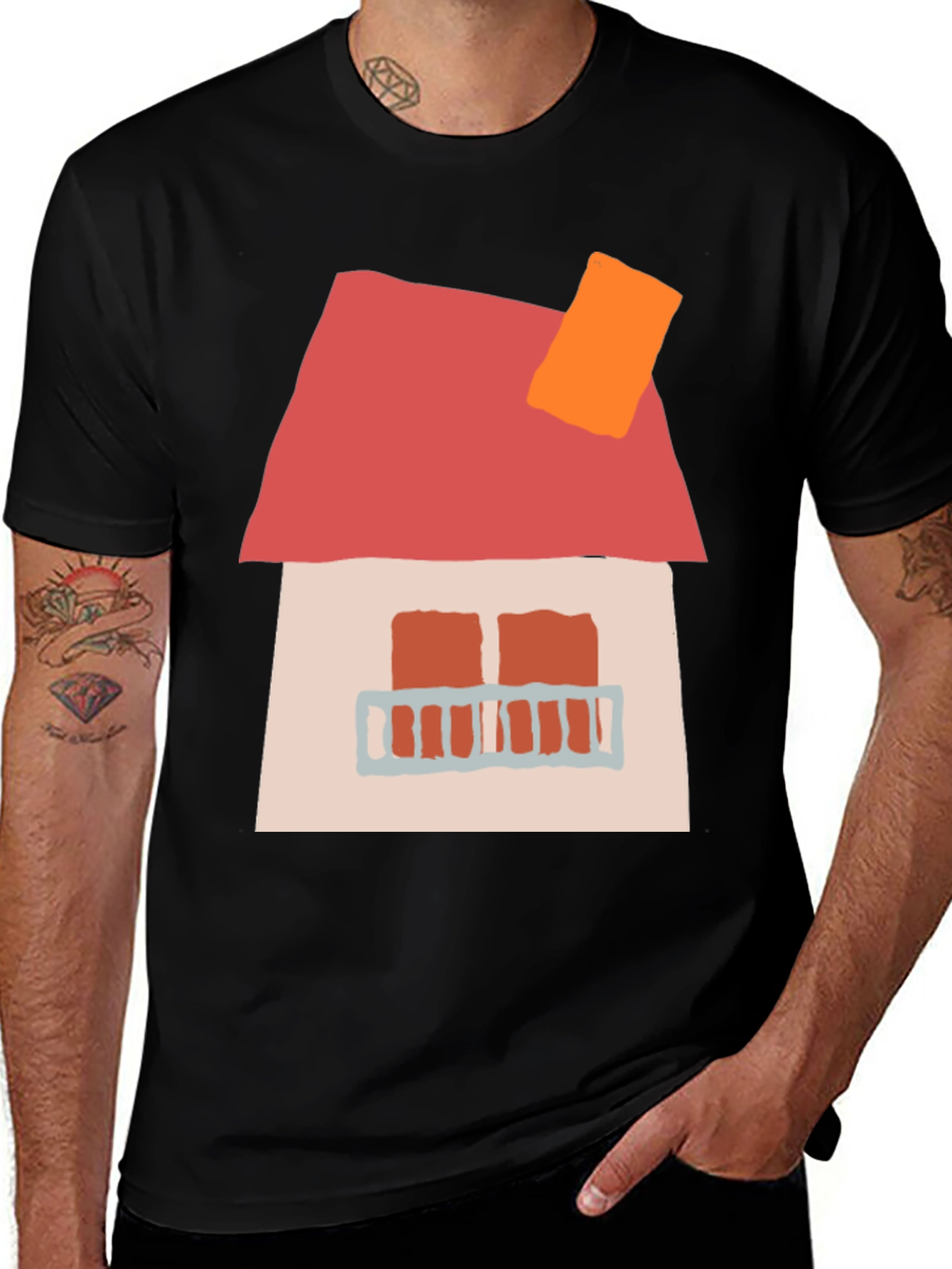 Variant 6 of House Graphic T-Shirt, Casual Black Tee