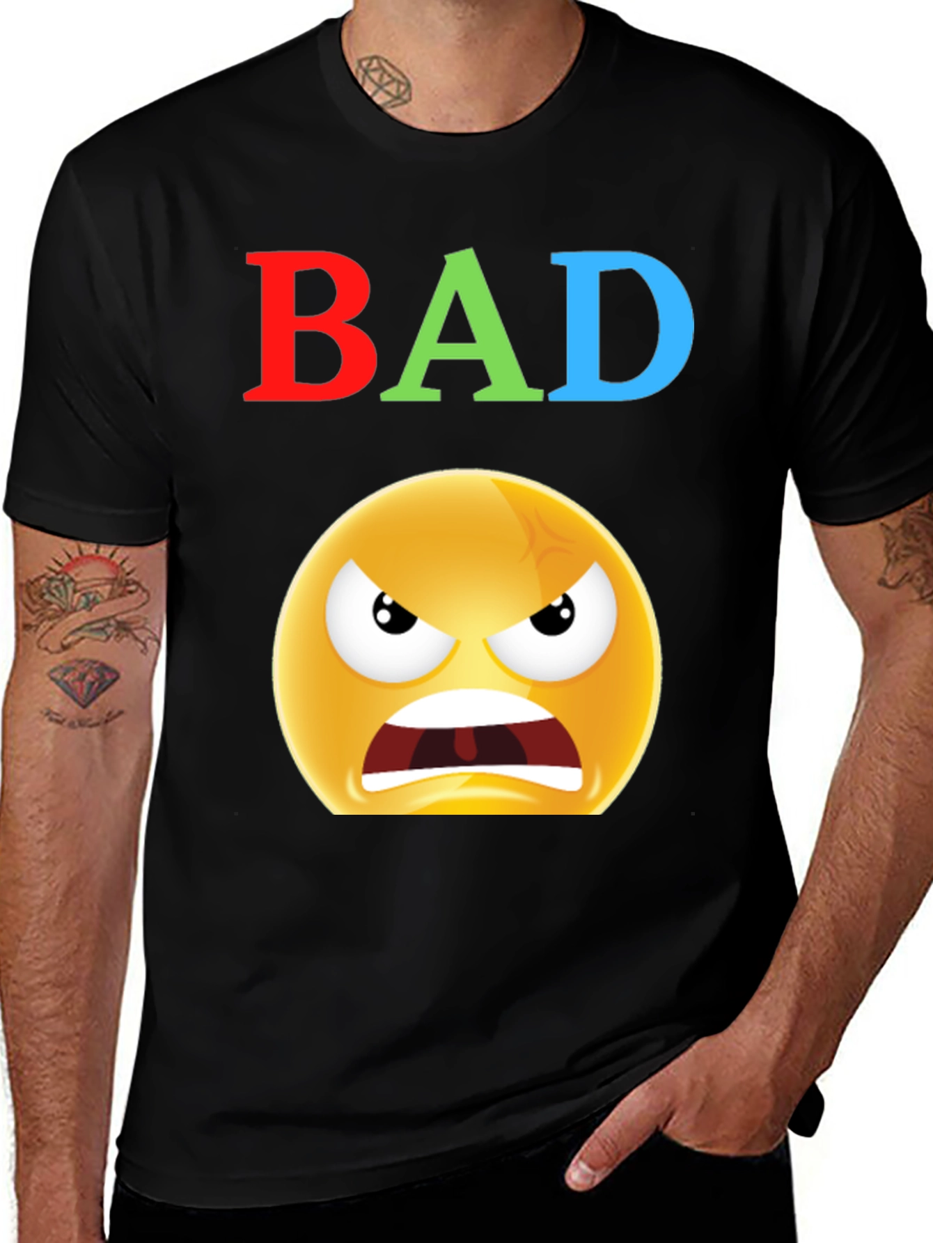 Variant 27 of BAD Angry Emoji Graphic Tee - Express Yourself!