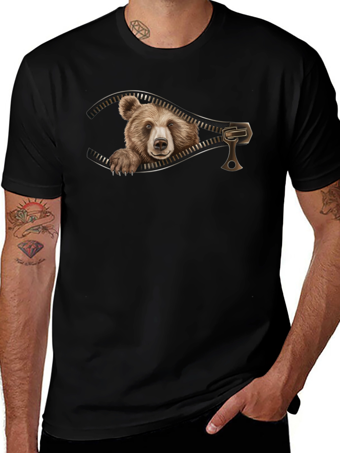 Variant 9 of Bear Zipper Graphic Tee - Unique Design!