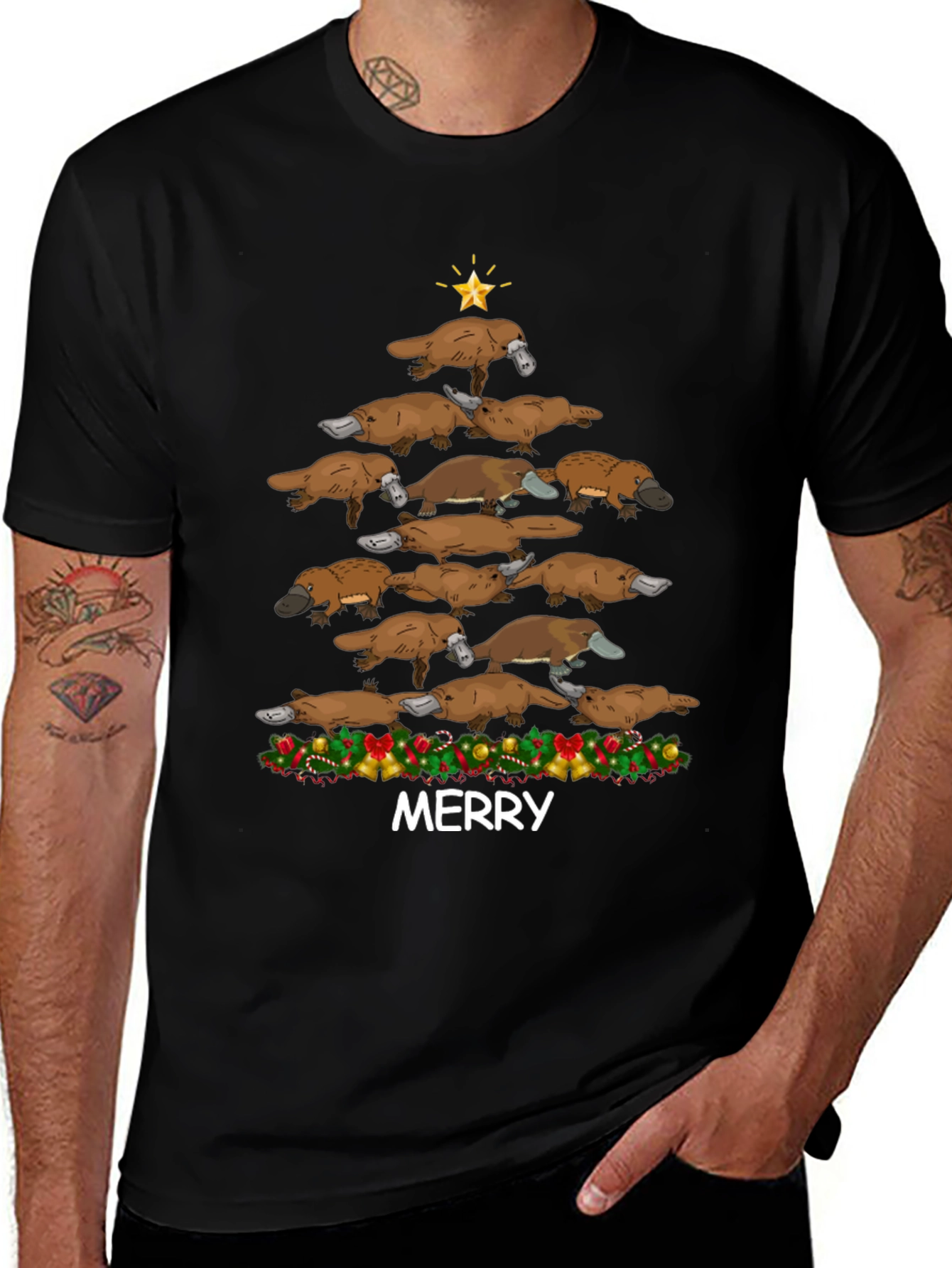 Festive Platypus Christmas Tree T-Shirt
