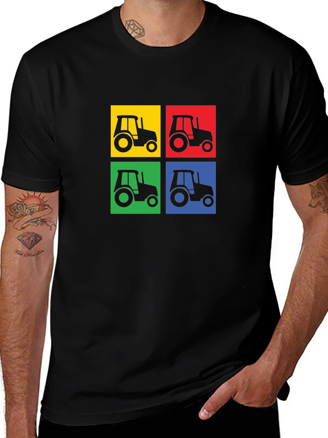 Variant 26 of Tractor Pop Art Black T-Shirt, Modern Farm Style