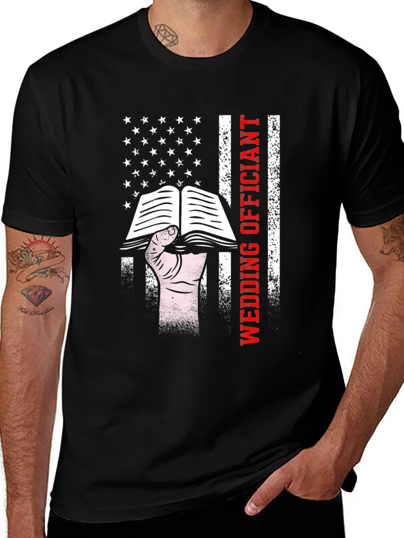 Variant 8 of Wedding Officiant USA Flag T-Shirt