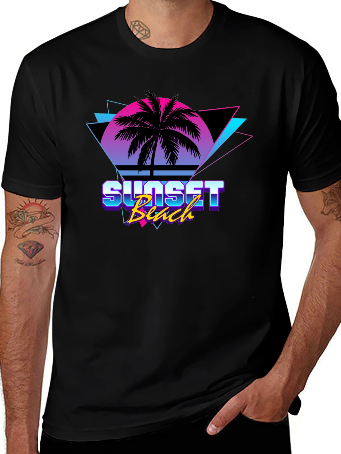 Sunset Beach Retro Graphic T-Shirt