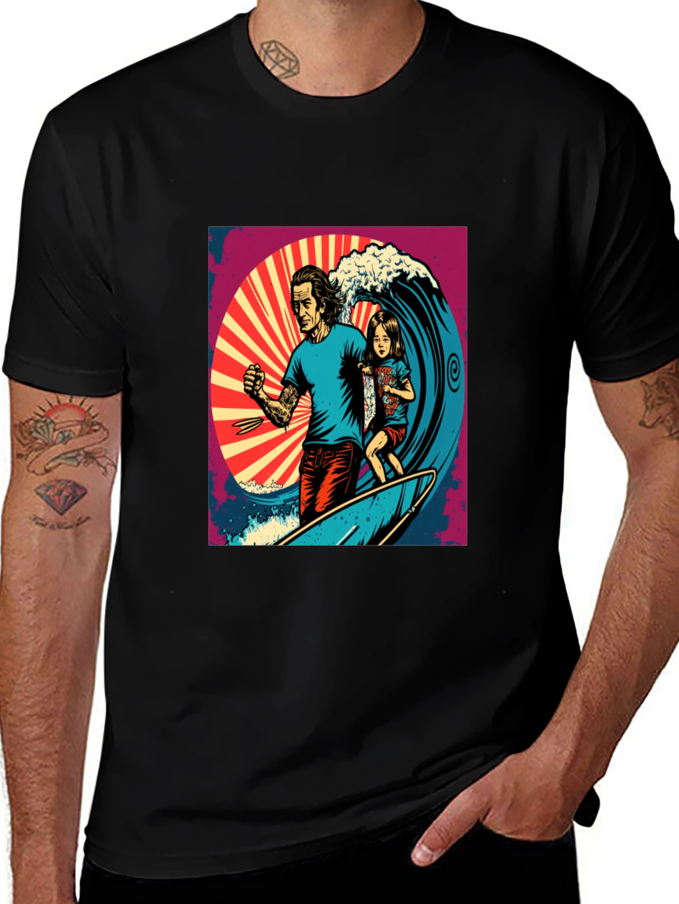 Variant 27 of Surfing Dad & Daughter Graphic Tee
