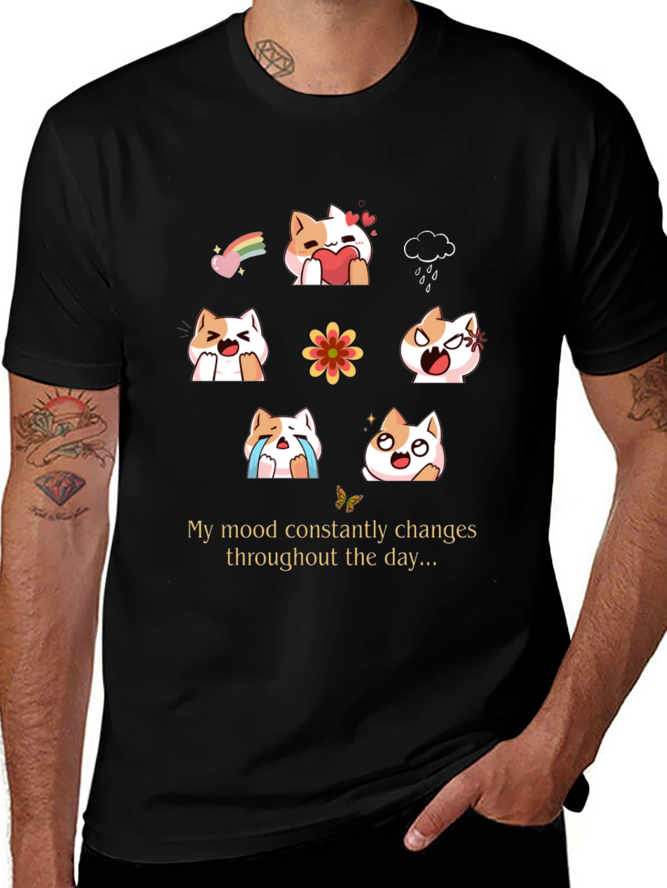 Variant 26 of Mood Cats Graphic T-Shirt - Everyday Emotions