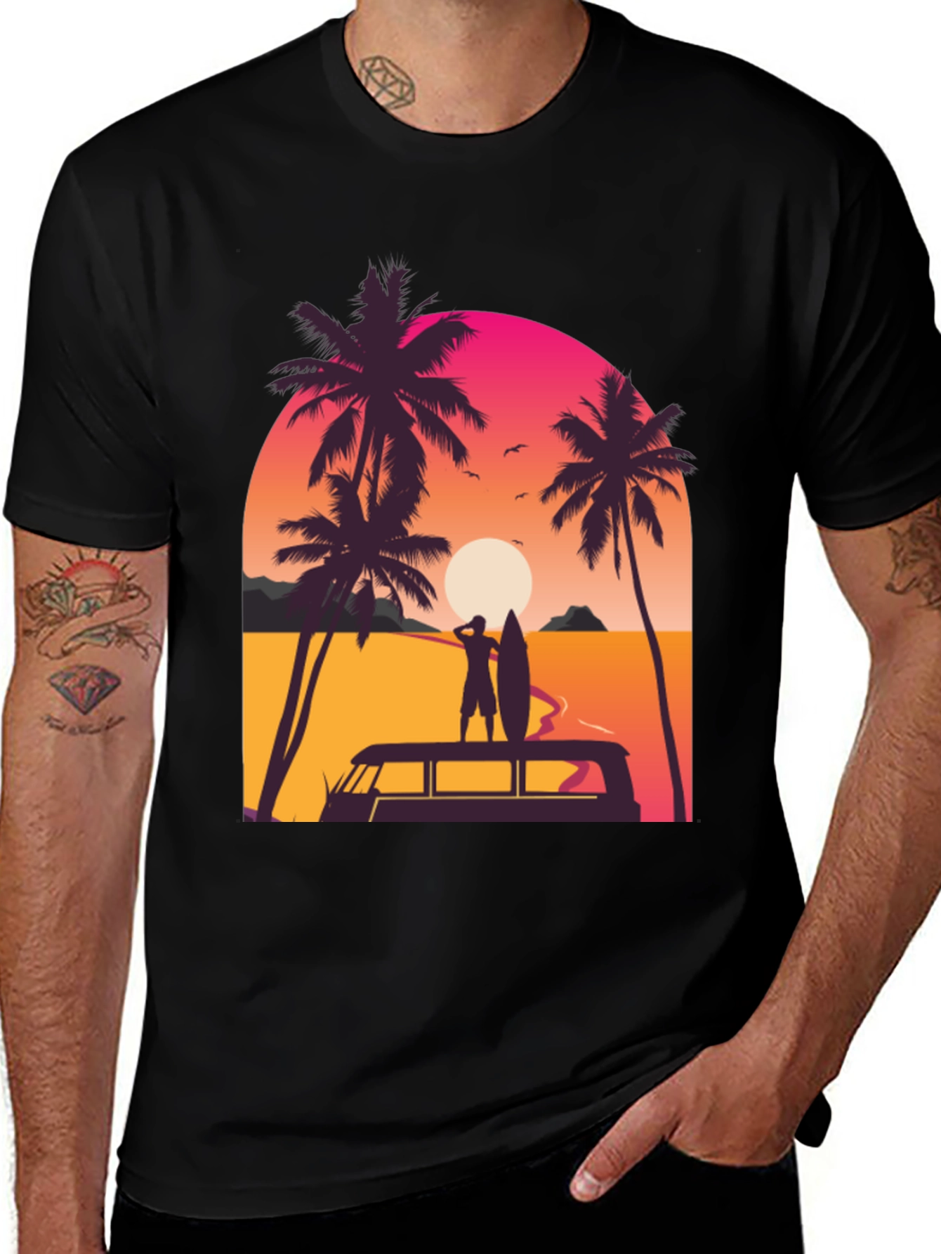 Variant 23 of Sunset Surfer T-Shirt - Beach Vibes