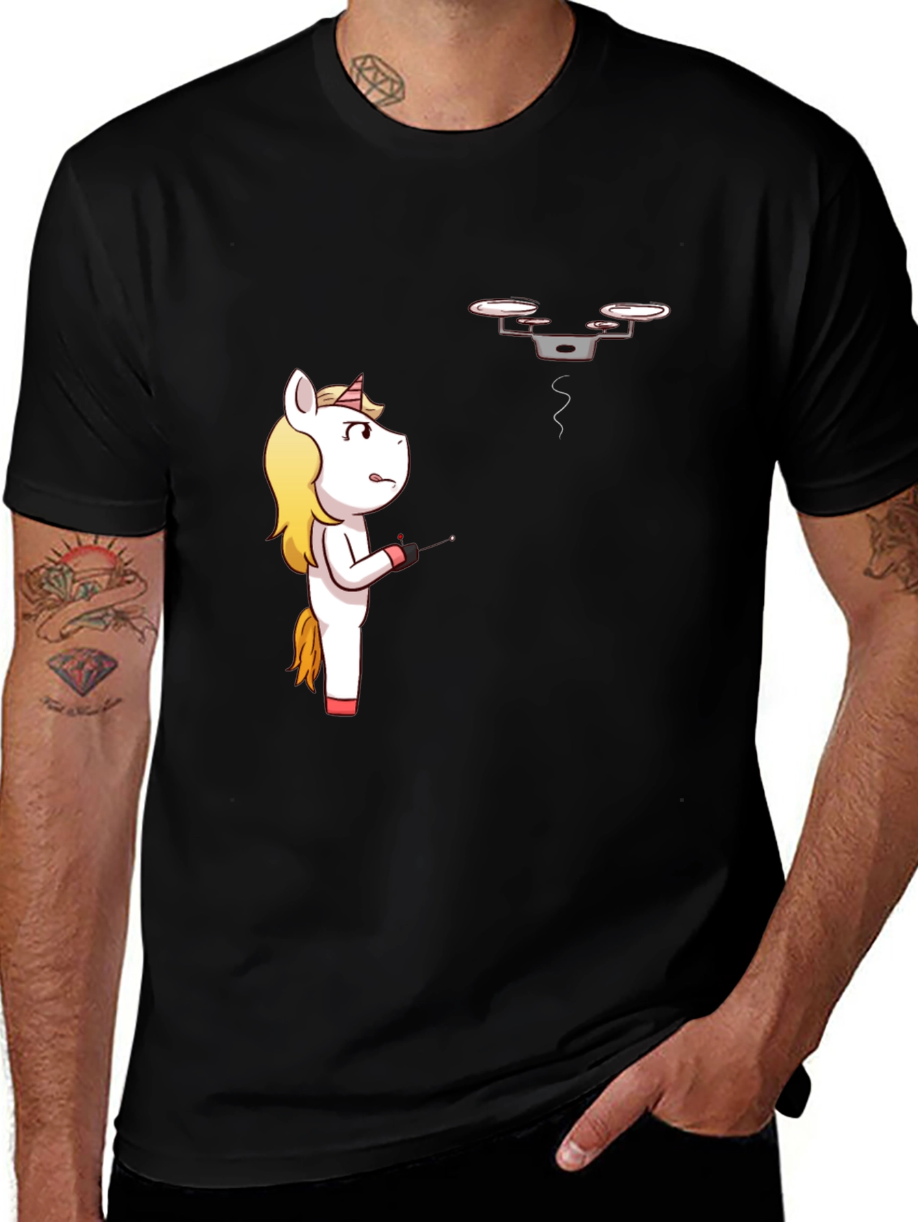 Variant 16 of Unicorn vs. Drone Funny Graphic T-Shirt